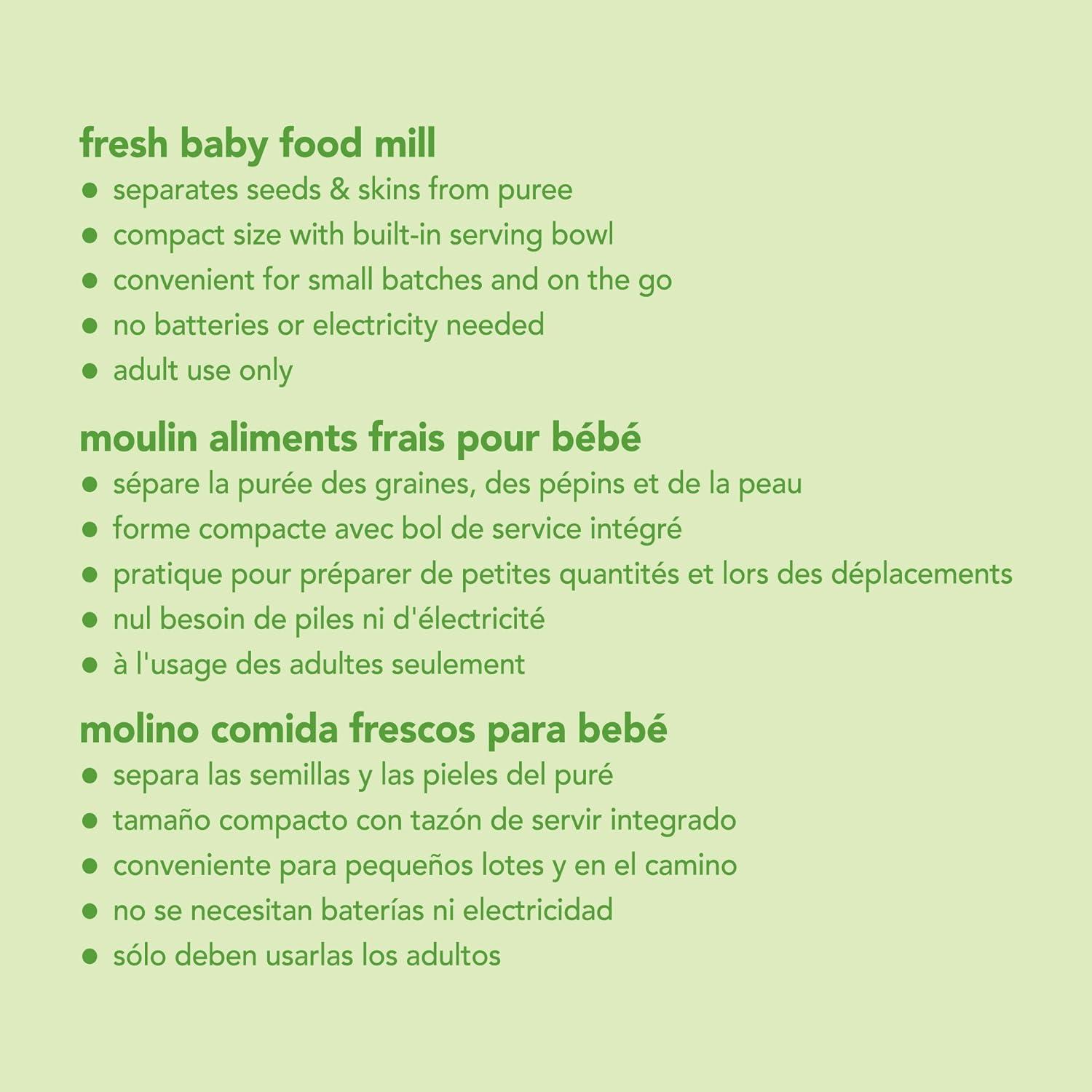 Molino de Comida para Bebés Green Sprouts - Manual, Compacto, Sin Baterías