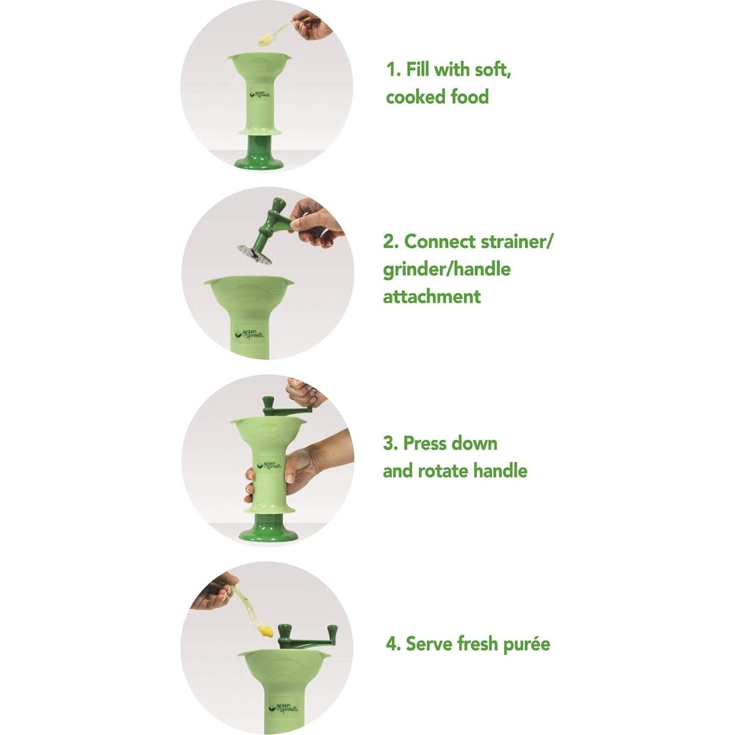 Molino de Comida para Bebés Green Sprouts - Manual, Compacto, Sin Baterías