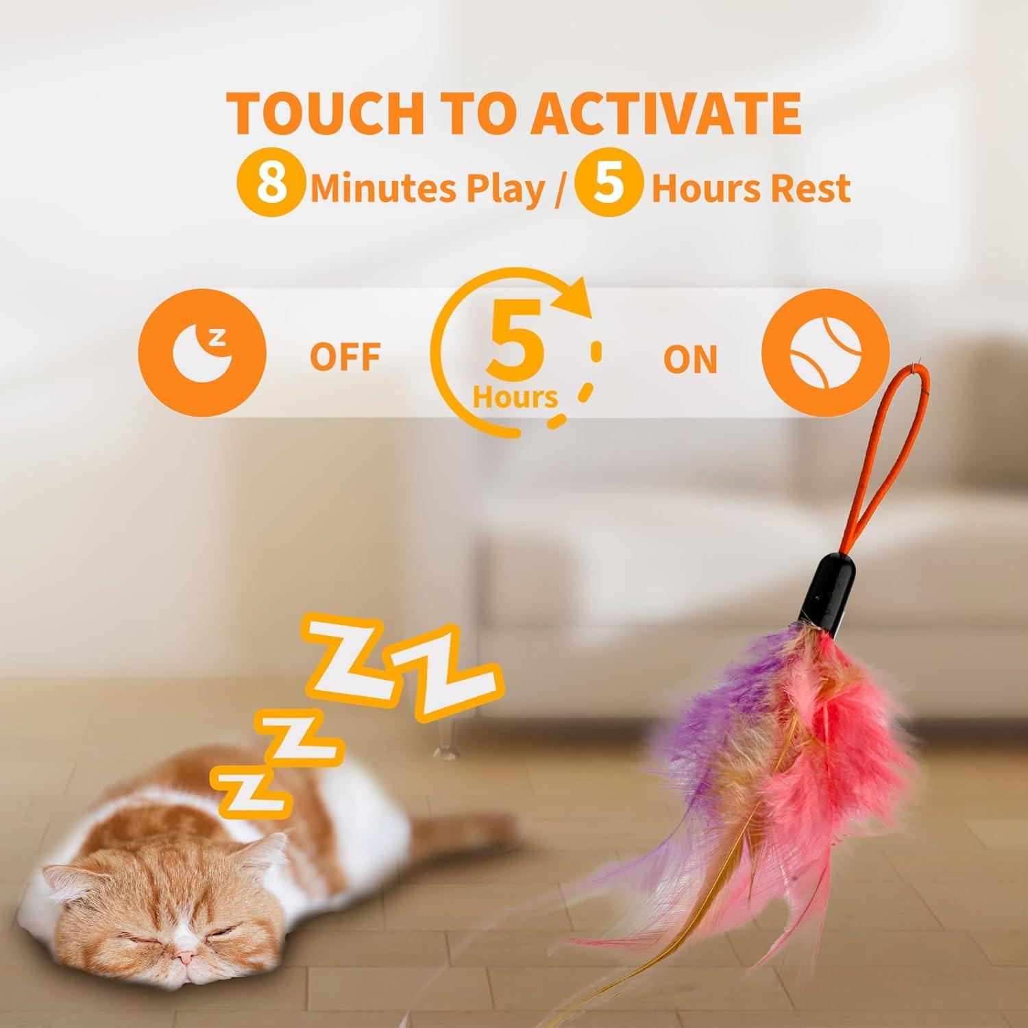 Juguete Interactivo para Gatos PANRIO, Rotación 360° Naranja