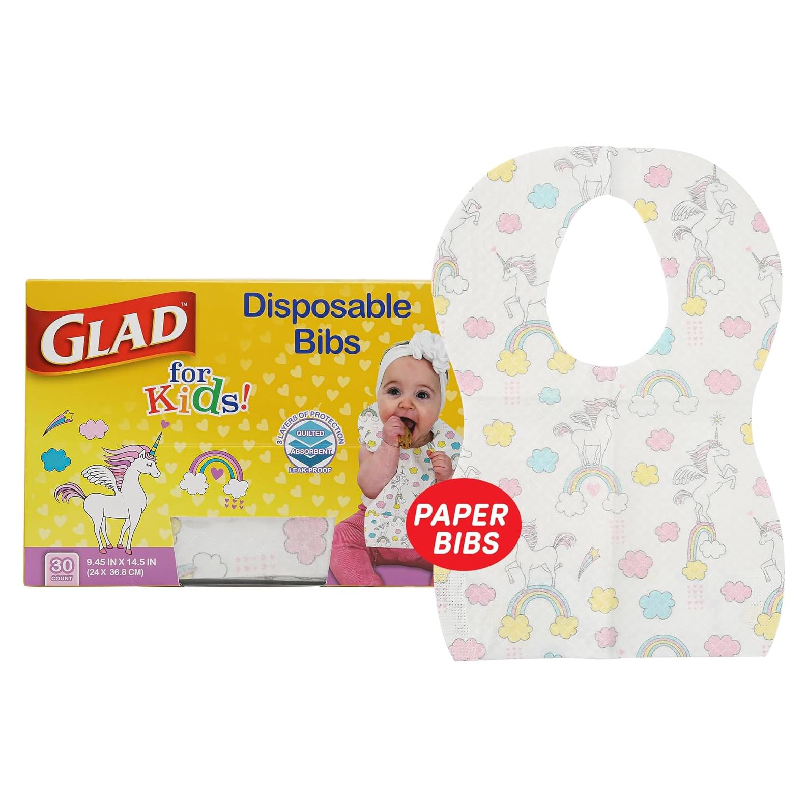 Baberos Desechables Unicornio Glad for Kids - 30 Unidades