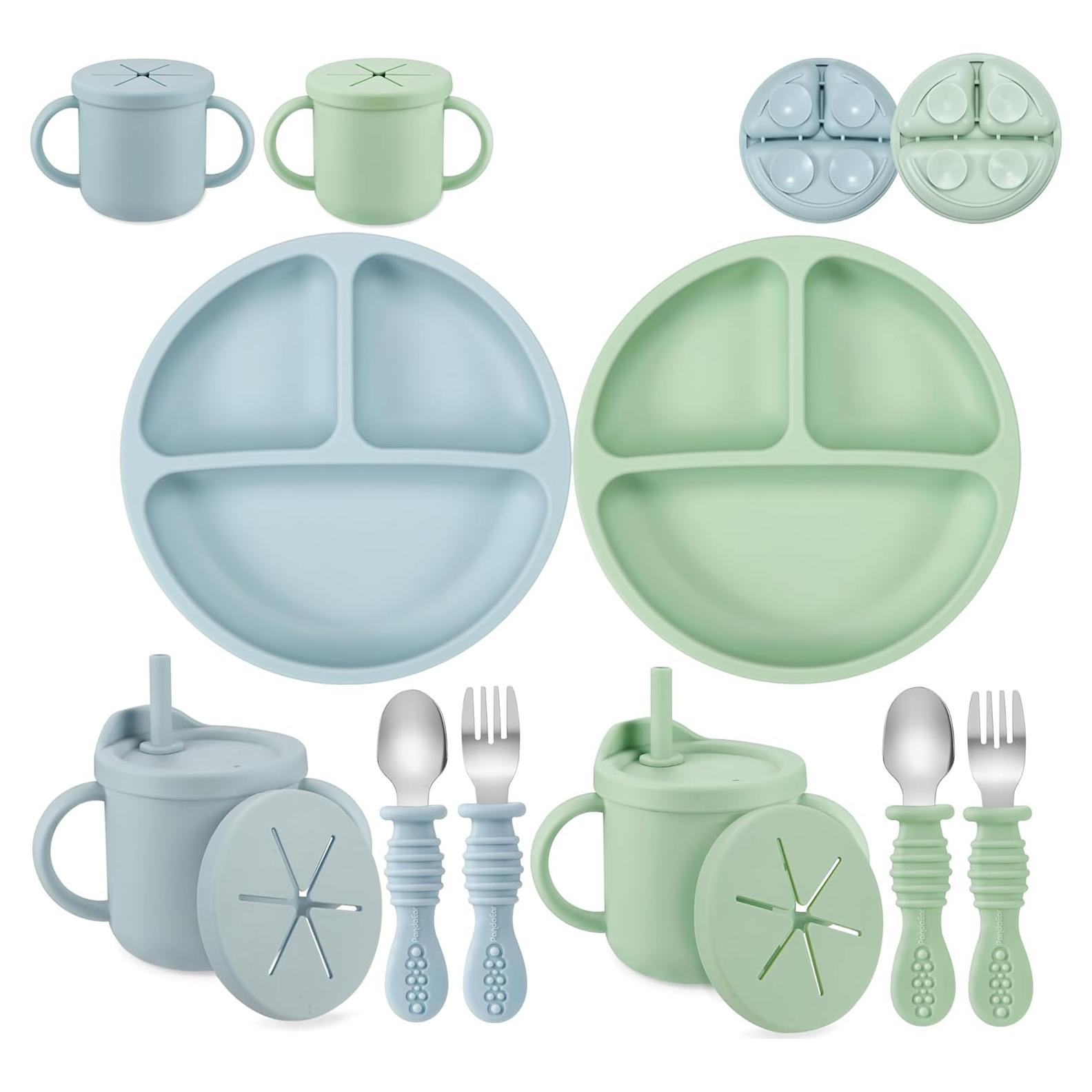 Juego de Alimentación PandaEar - 2 Platos y 2 Tazas de Silicona