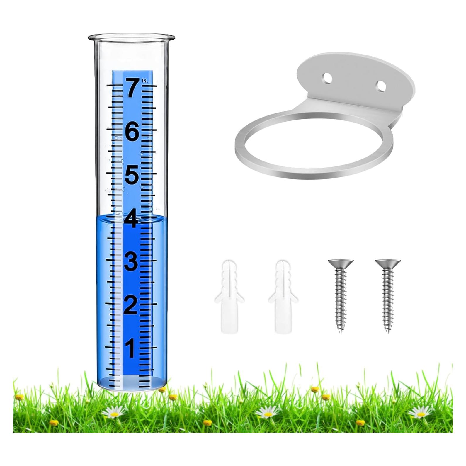 Pluviómetro Exterior Timenued 17.78 cm con Soporte Acero Inoxidable