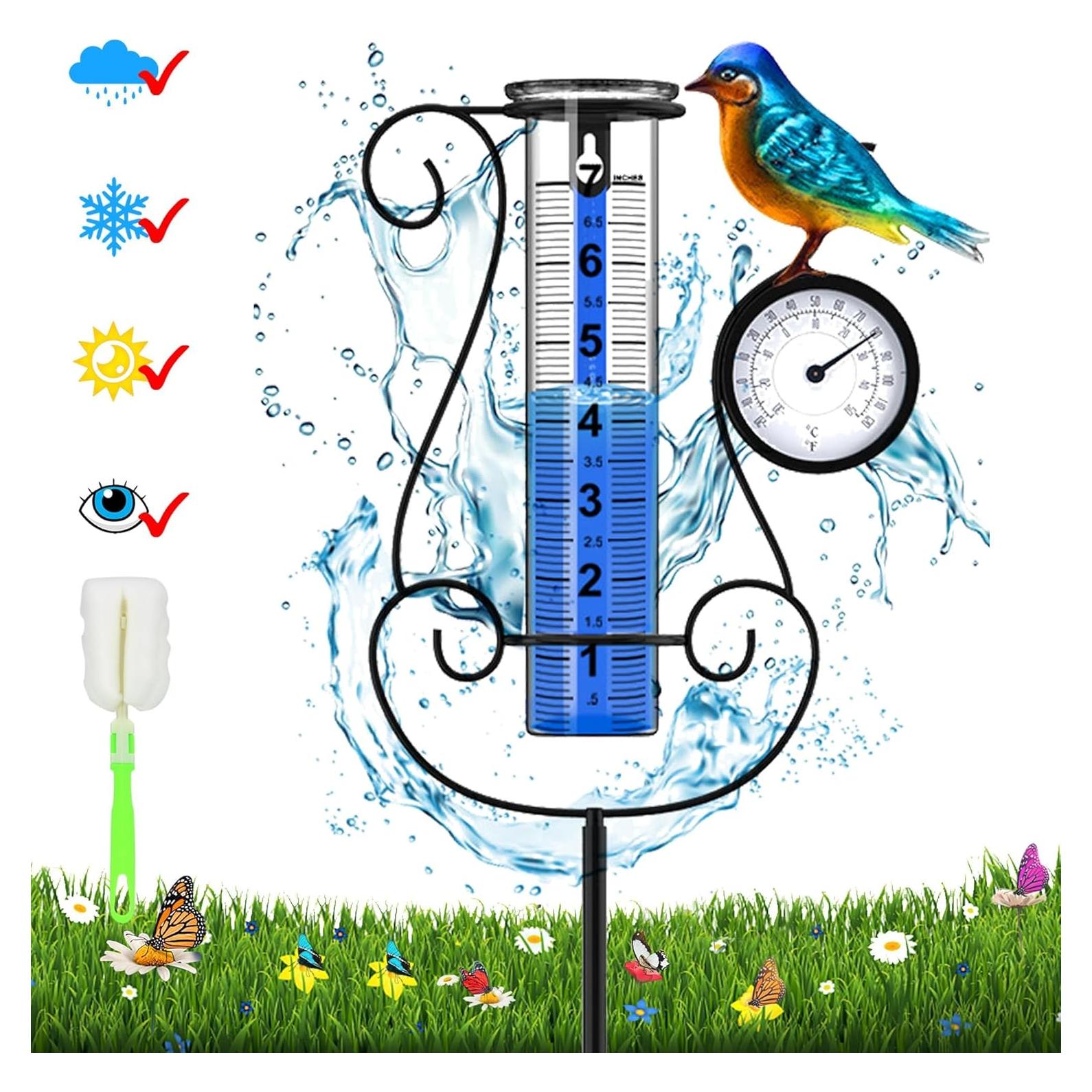 Pluviómetro Digital Grande Rose Manor con Termómetro y Higrómetro