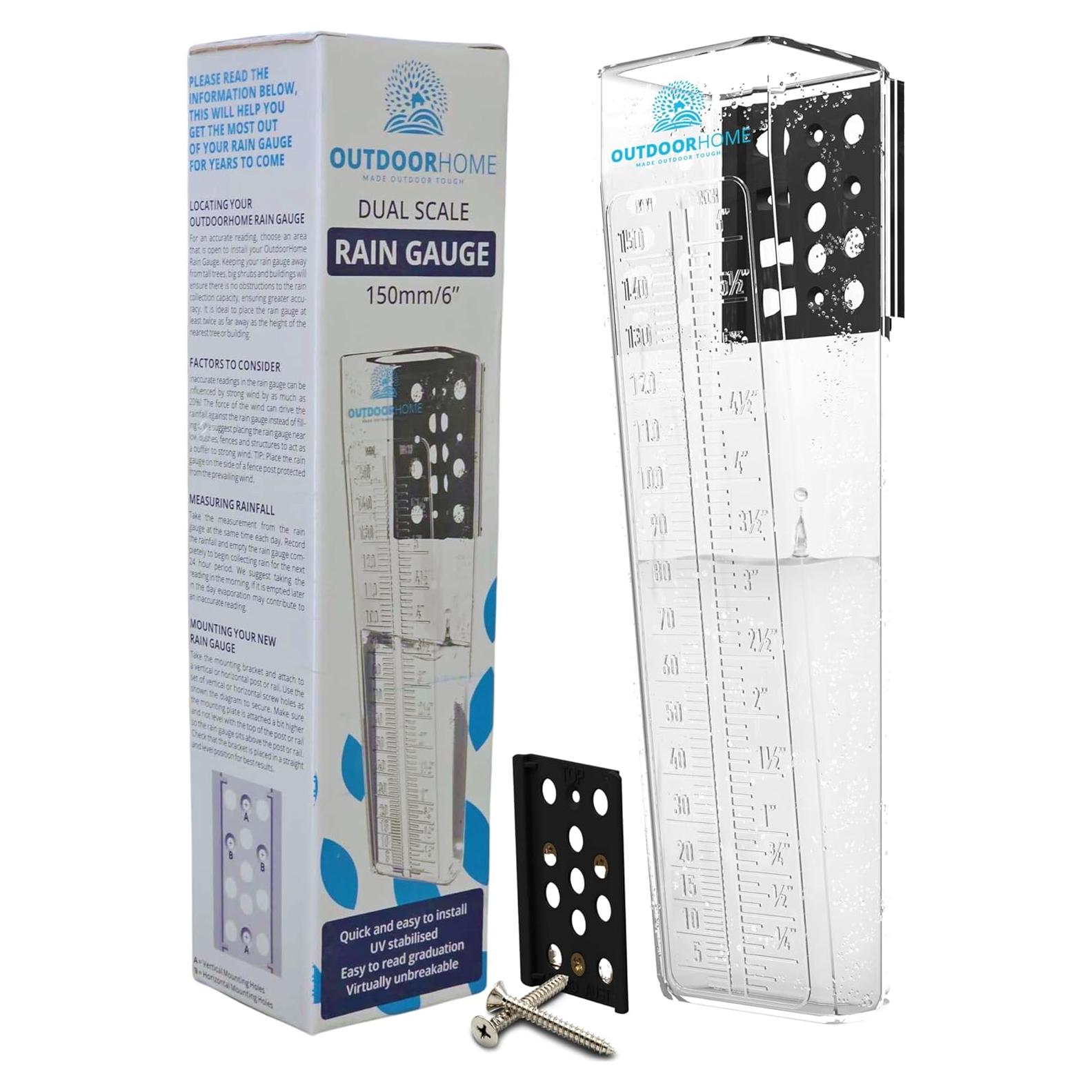 Pluviómetro Outdoor Home 150 mm Resistente para Jardín