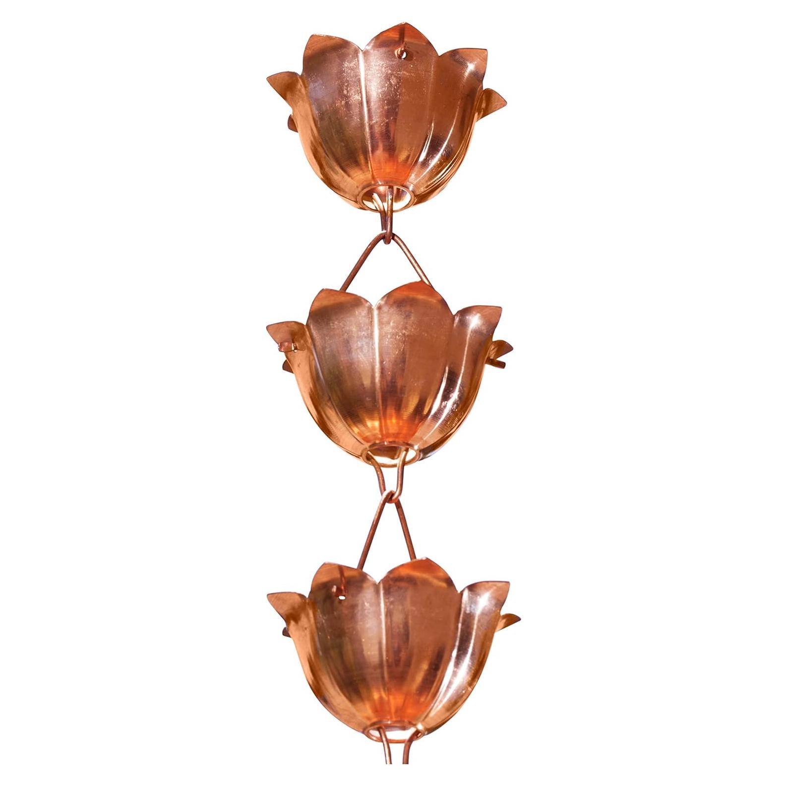 Cadena de Lluvia de Cobre Puro Monarch 2.6 m con 18 Copas