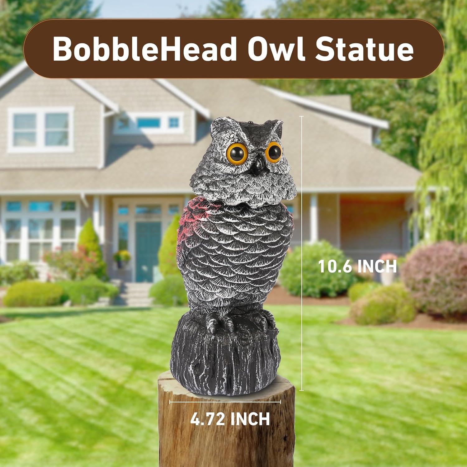 Decoy Espantapájaros Búho WonderField, 2 Piezas, Cabeza Móvil