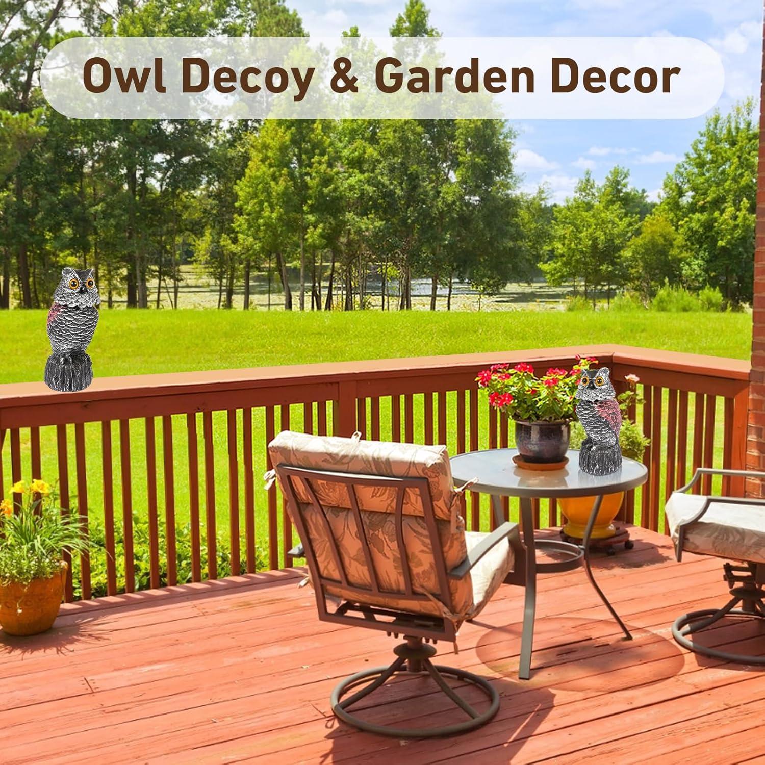 Decoy Espantapájaros Búho WonderField, 2 Piezas, Cabeza Móvil