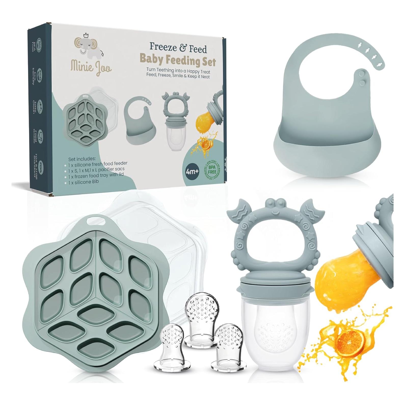 Conjunto Alimentador de Frutas Bebés - Babero Silicona Verde