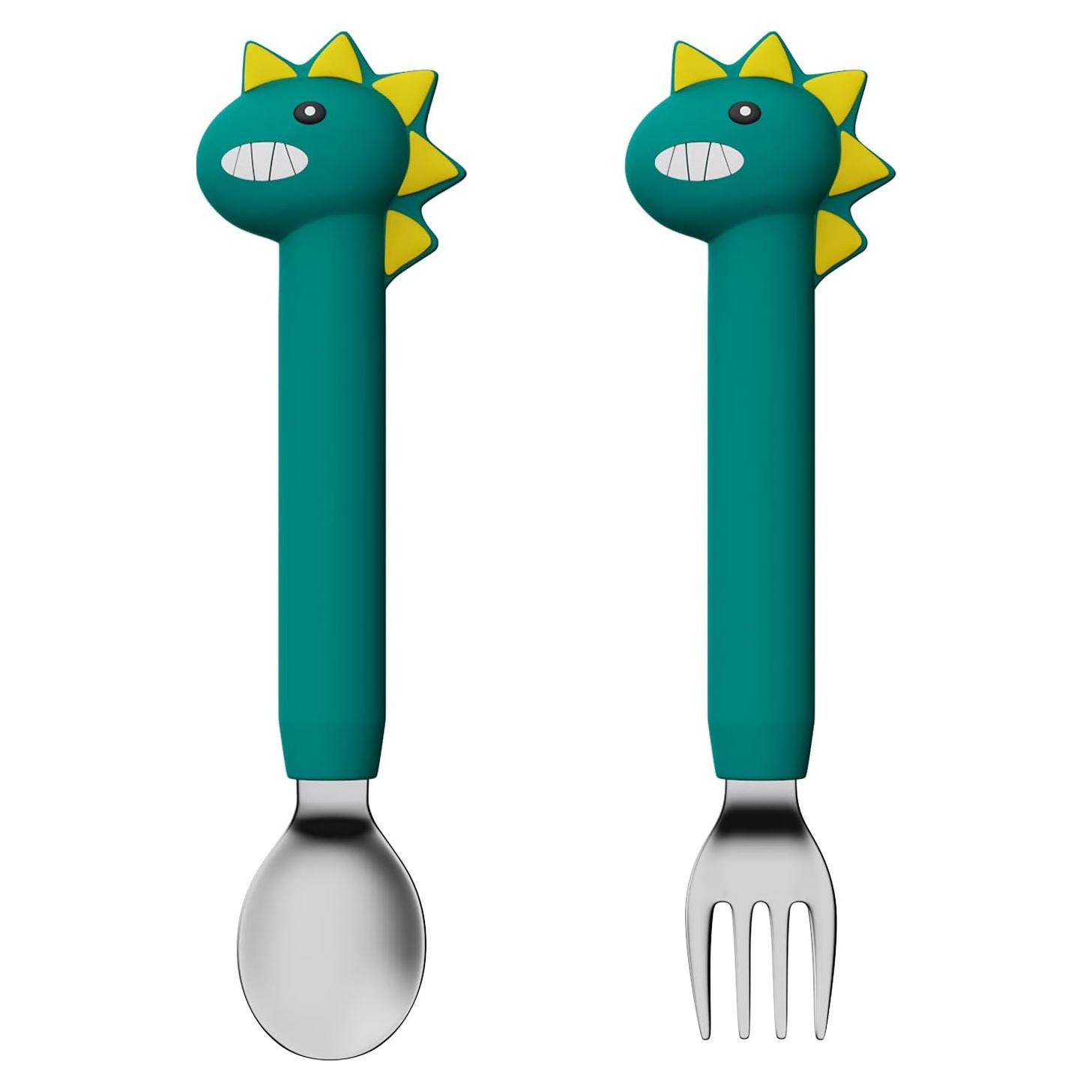 Juego de Cubiertos para Bebés SFCCMM - Cuchara y Tenedor Flexible