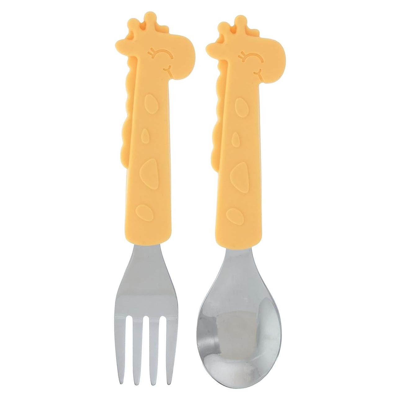 Juego de Tenedor y Cuchara Nuby Jirafa Amarilla 12+ Meses