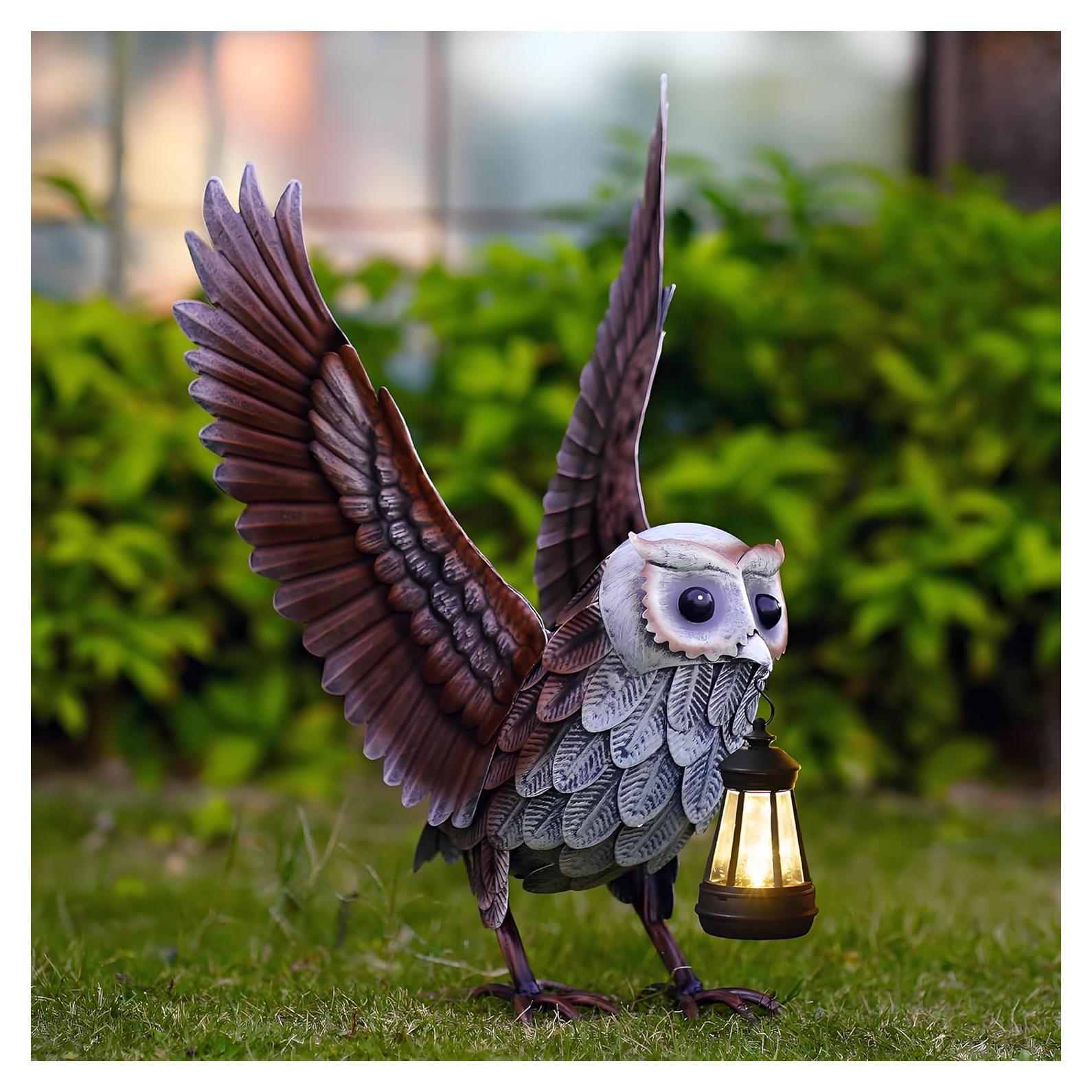 Estatua de Búho de Jardín Goodeco con Linterna Solar 53 cm