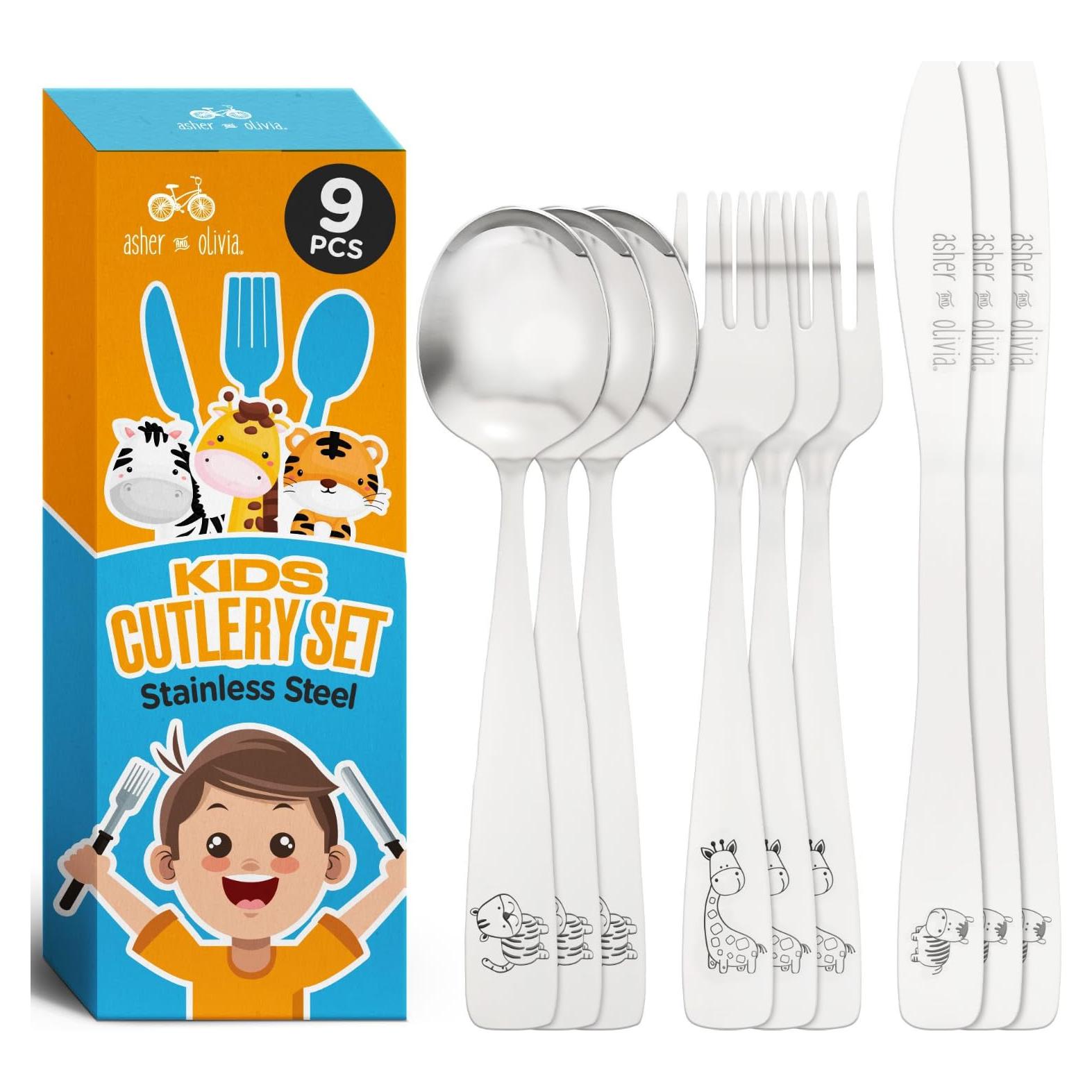 Juego de Cubiertos para Niños Asher y Olivia 9 Piezas