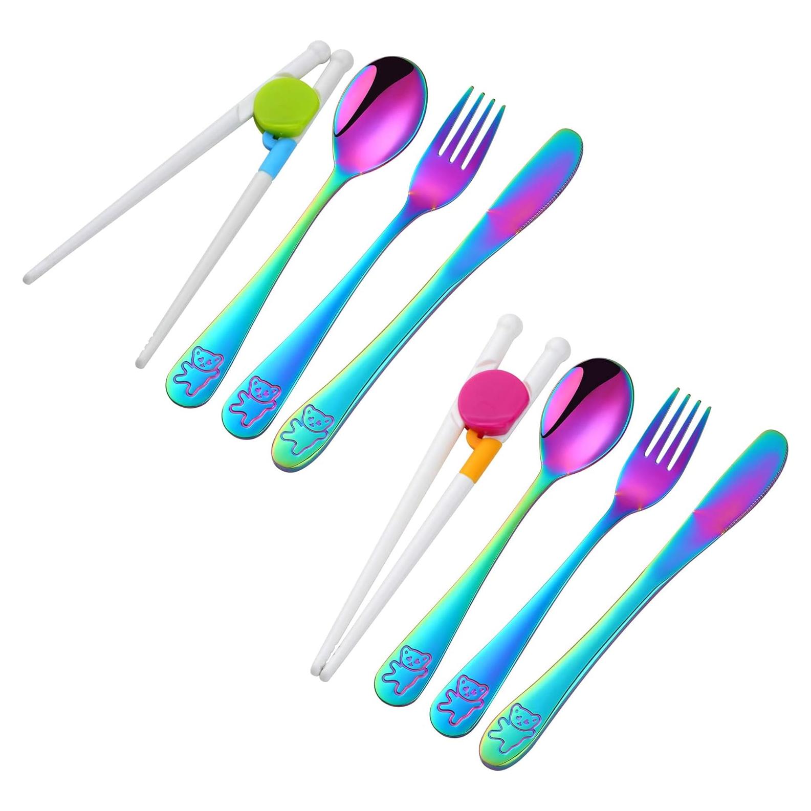 Juego de Cubiertos para Niños Poylim Acero Inoxidable Arcoíris