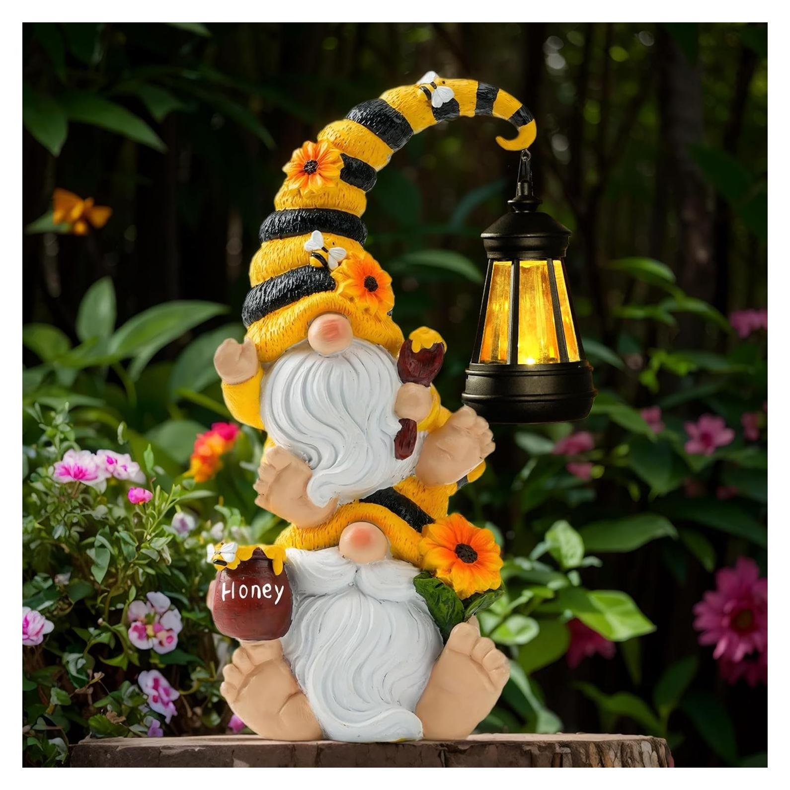 Gnomos de Jardín Solar QZZP con Linterna LED - Decoración Exterior