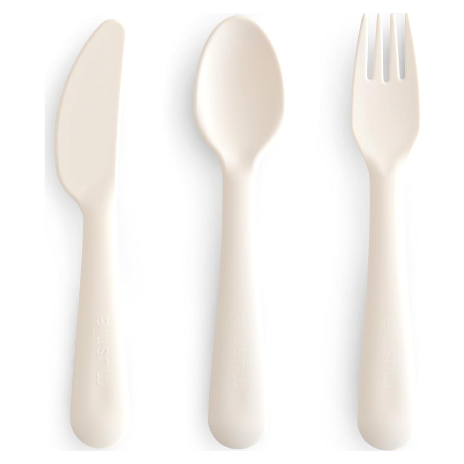 Set de Cubiertos Mushie para Niños 3 Piezas - Marfil