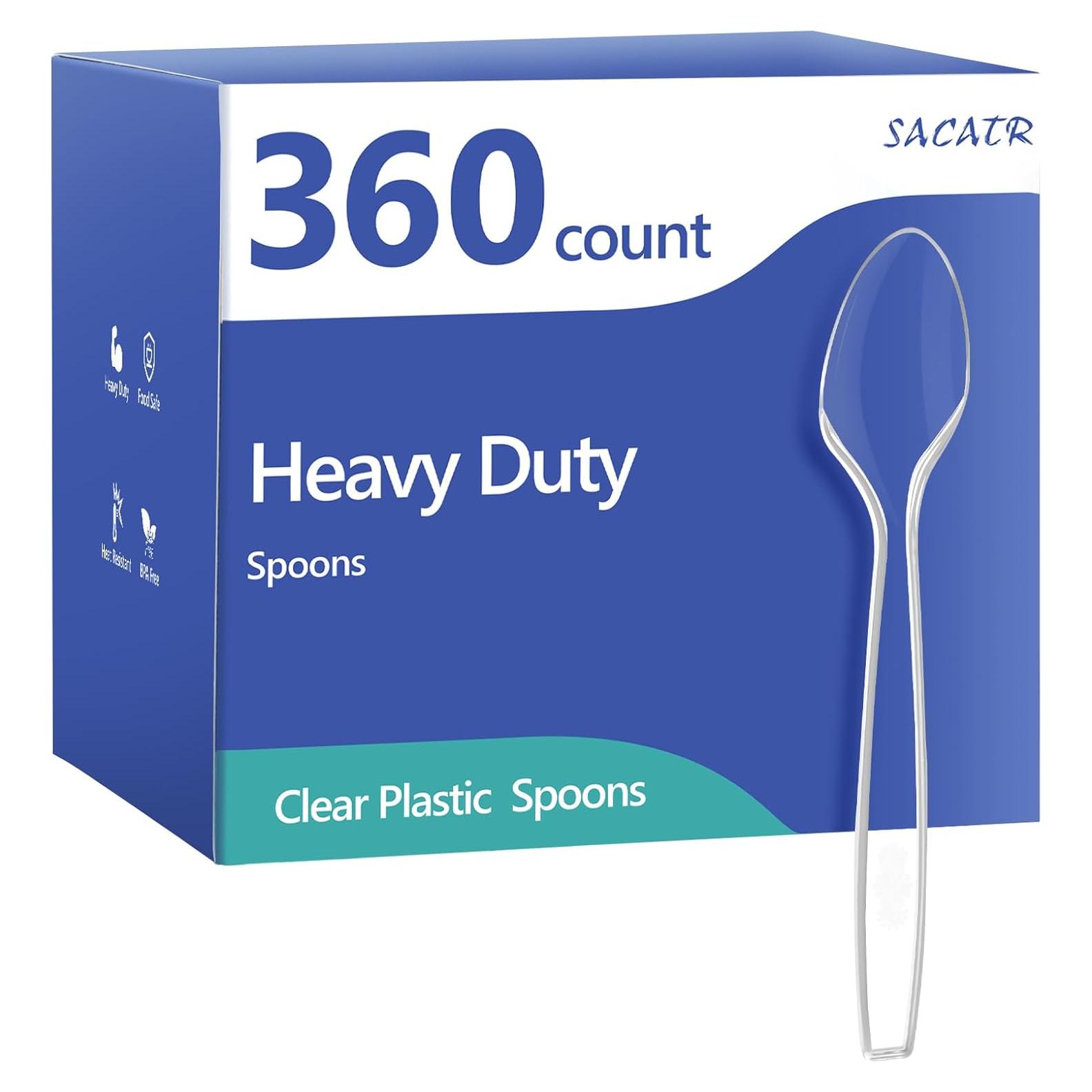 Cucharas de Plástico Transparentes Desechables SACATR 360 Unidades