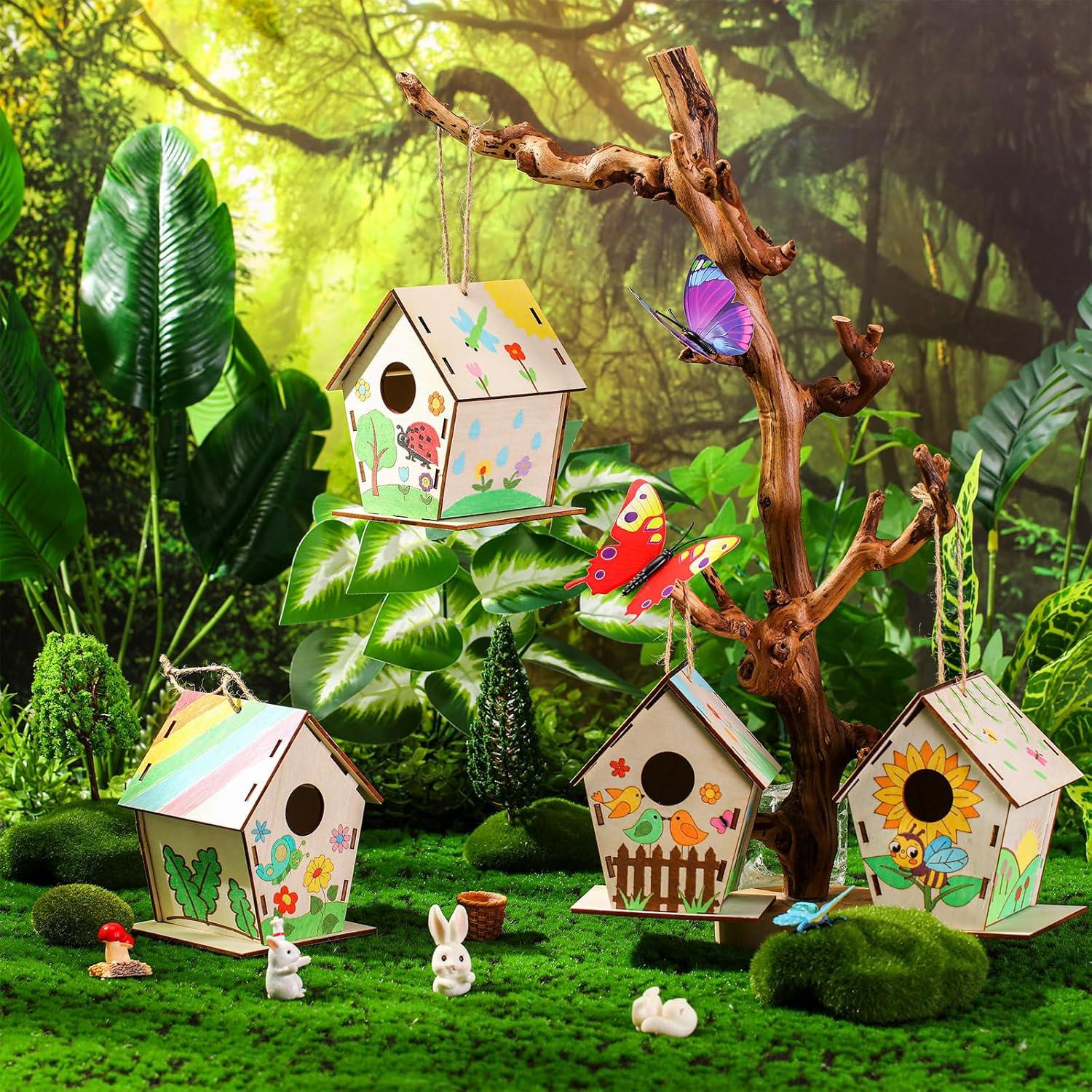 Paquete de 24 casas de pájaros de madera DoubleFill 11 cm