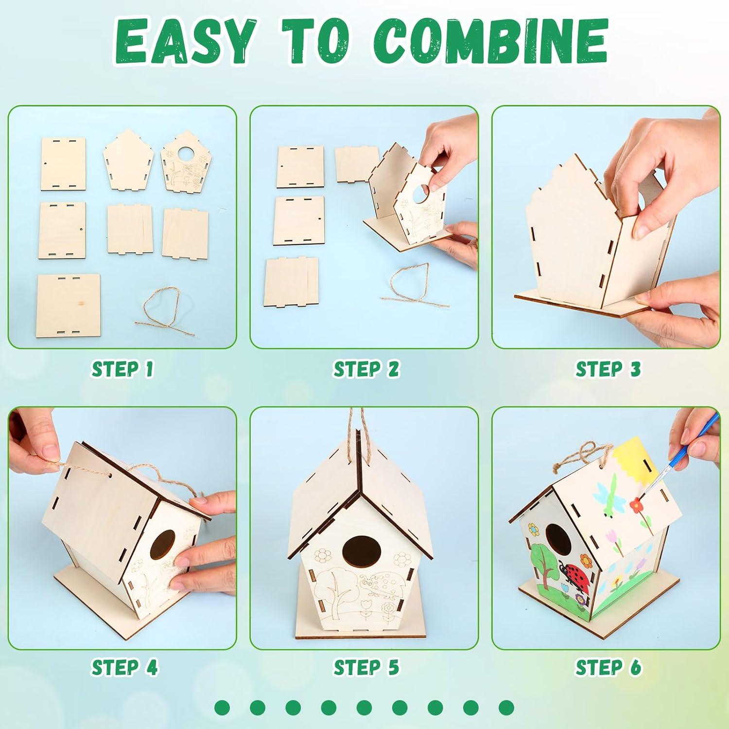 Paquete de 24 casas de pájaros de madera DoubleFill 11 cm