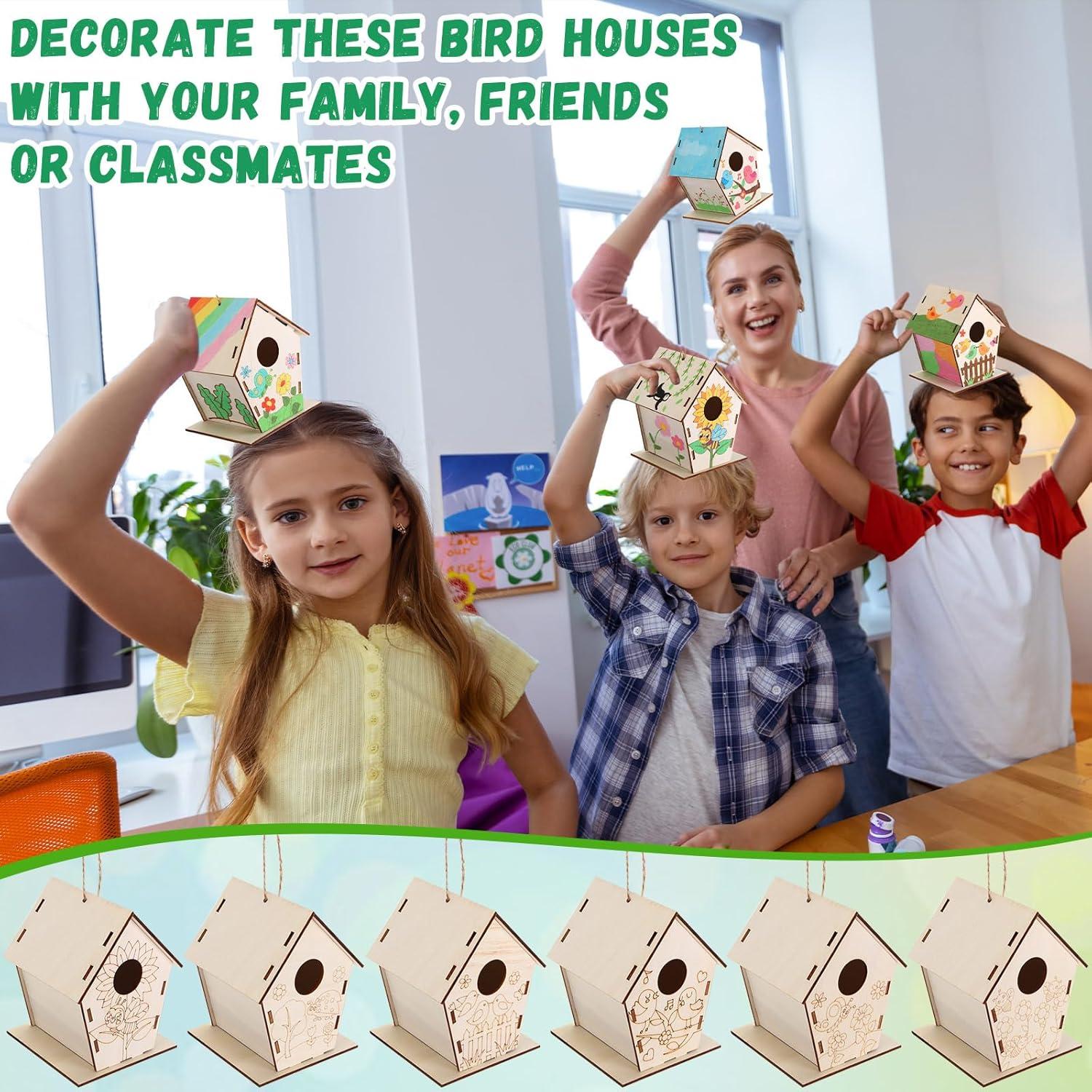 Paquete de 24 casas de pájaros de madera DoubleFill 11 cm