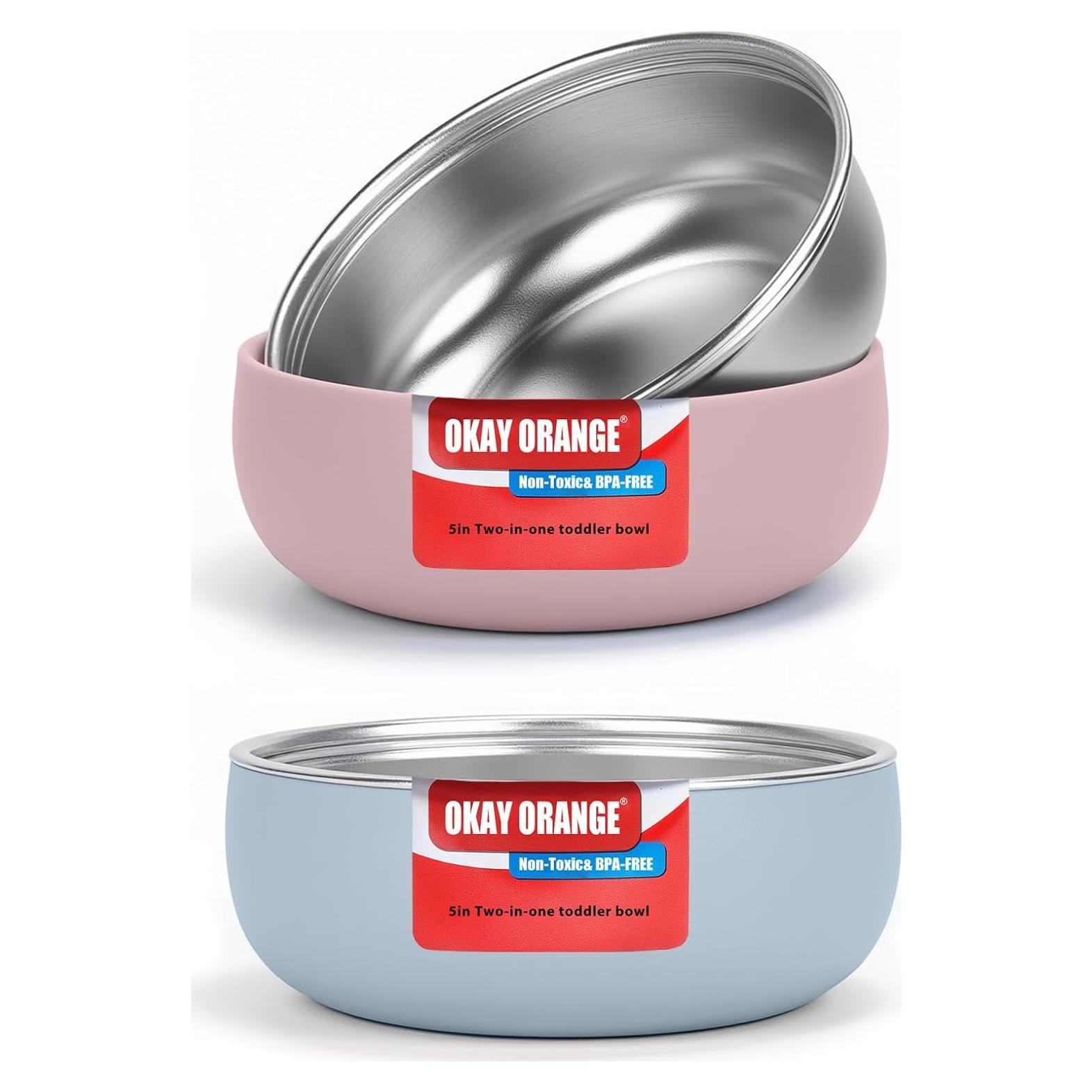 Tazones Antideslizantes para Niños OKAY ORANGE 12.7 cm - Juego de 2