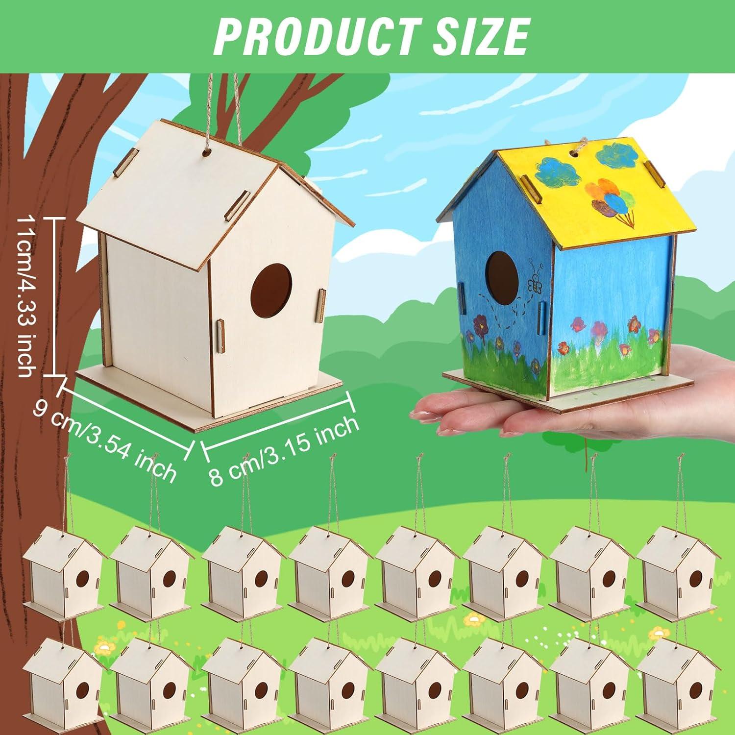 12 Casas de Aves de Madera DoubleFill para Pintar 11x9x8 cm