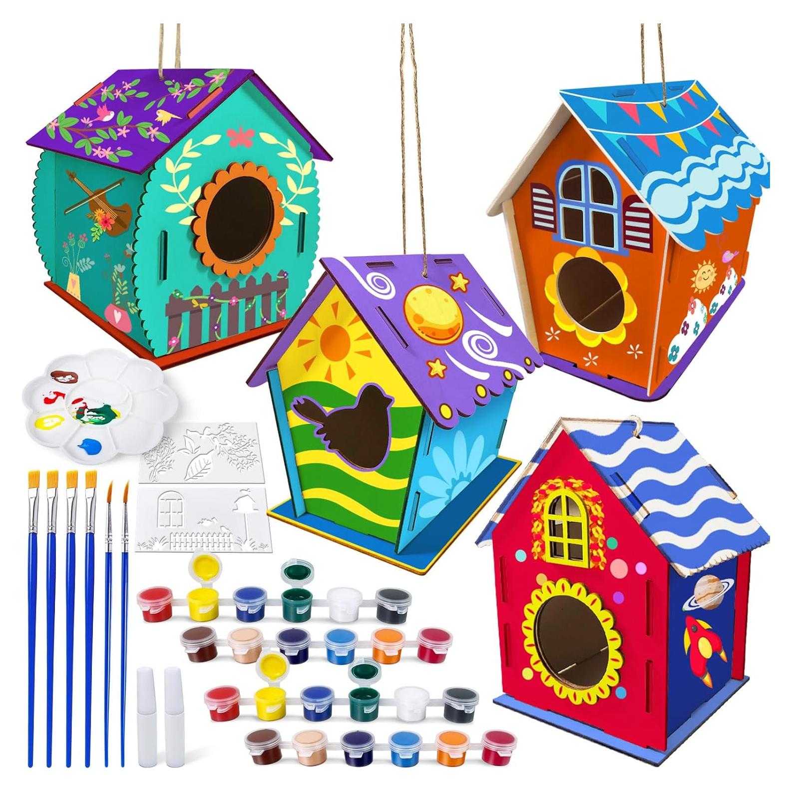 Kit de Manualidades para Niños Heyzeibo 4 Pack Casa para Aves