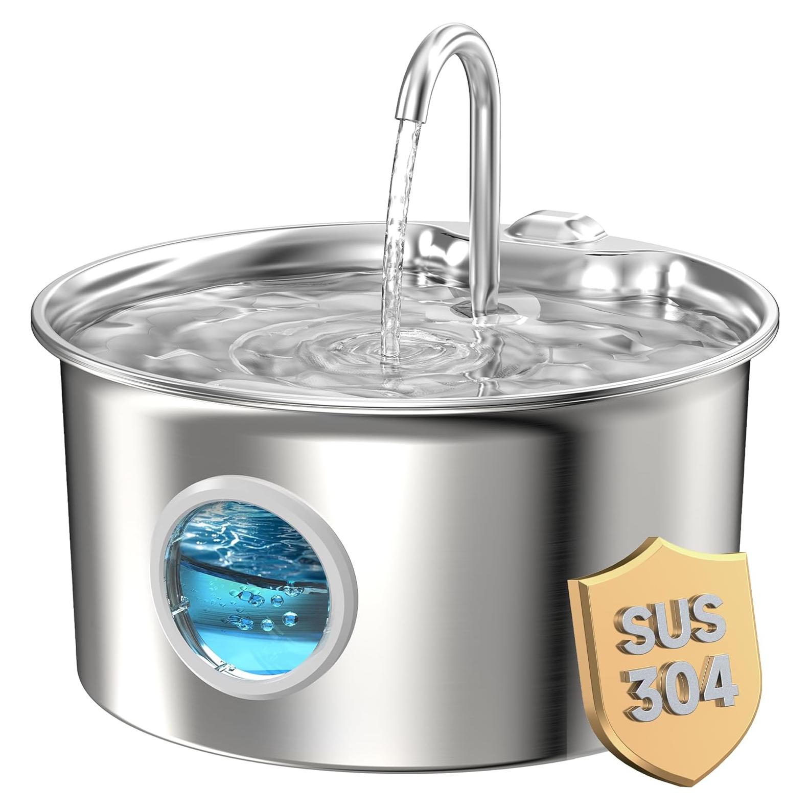 Fuente de Agua para Gatos ATMZIQXR 2.6L Acero Inoxidable Silenciosa