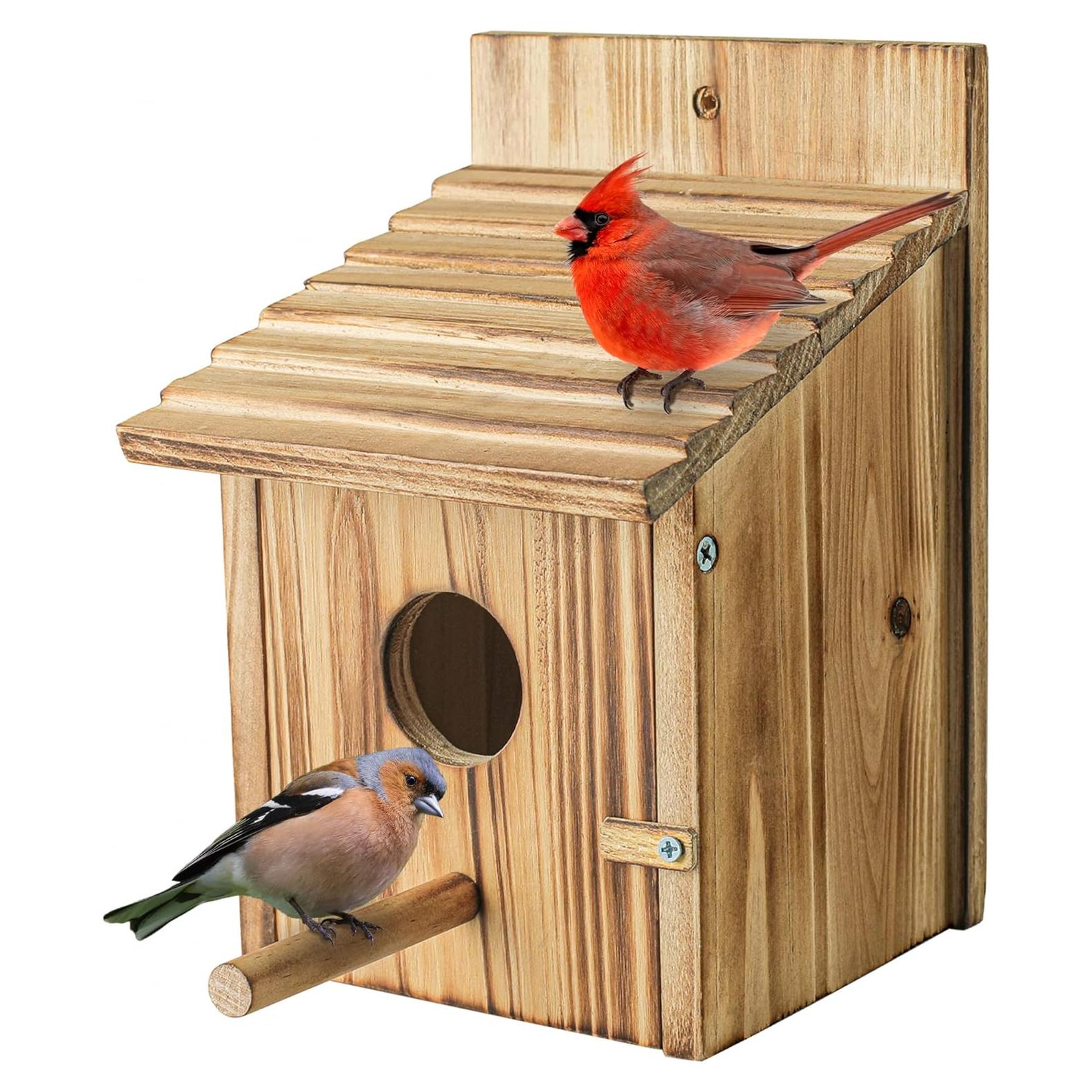 Casa de Aves de Madera NATUREYLWL para Jardín 15x15x21.8cm