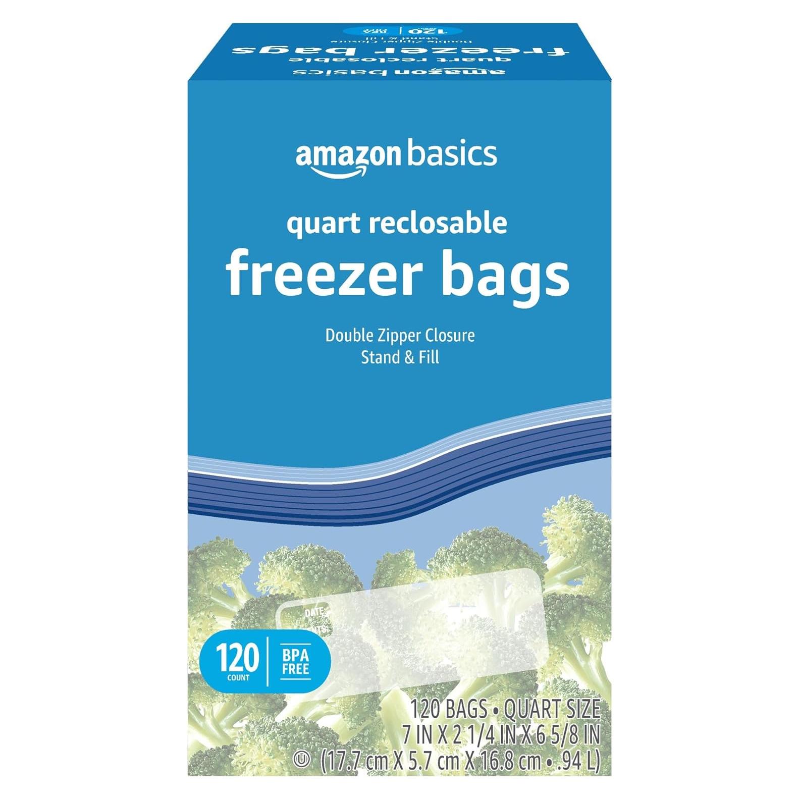 Bolsas de Congelador Reclosables Amazon Basics 120 Unidades