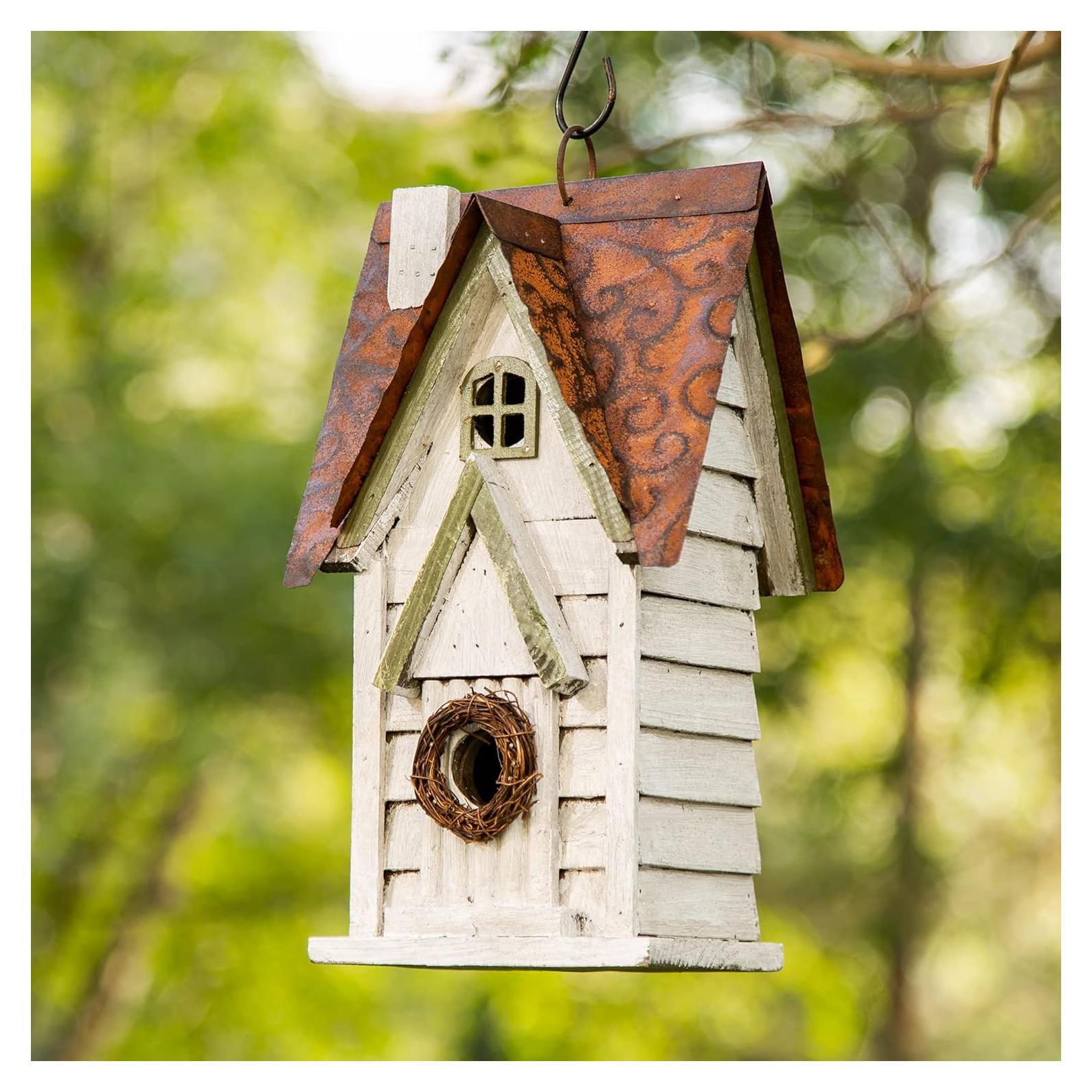 Casa de Pájaros de Madera Glitzhome GH90086 Blanca 30.48 cm