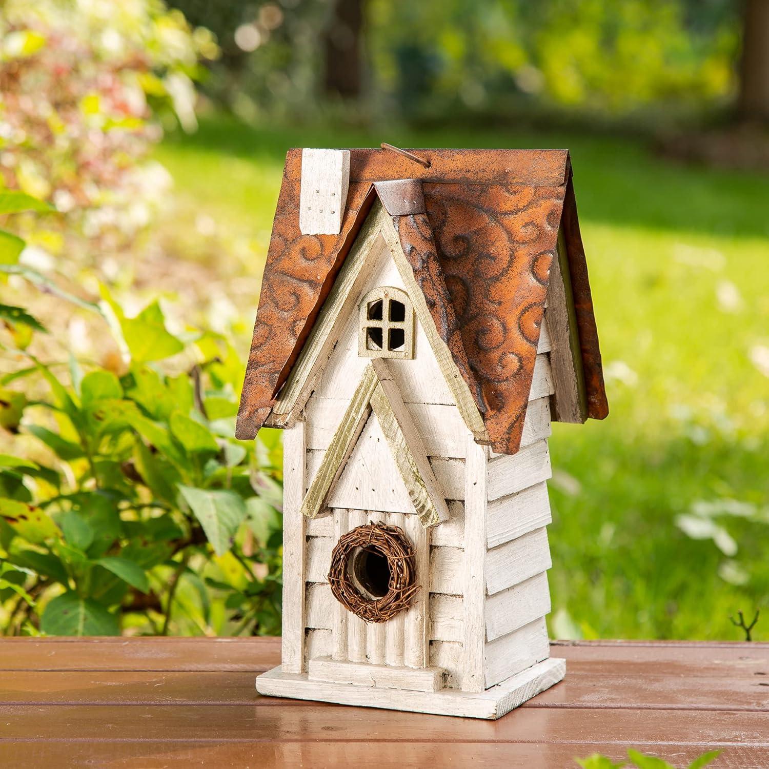 Casa de Pájaros de Madera Glitzhome GH90086 Blanca 30.48 cm