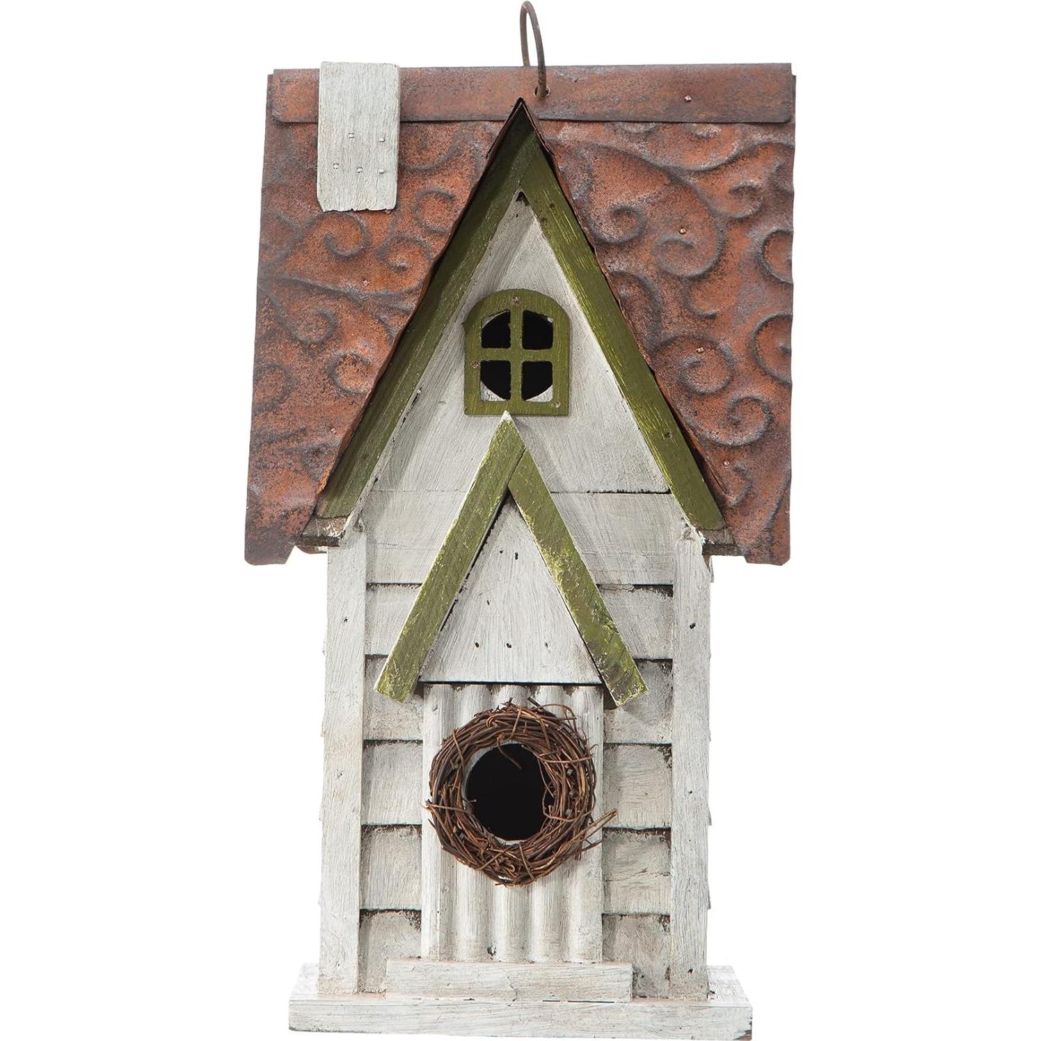 Casa de Pájaros de Madera Glitzhome GH90086 Blanca 30.48 cm