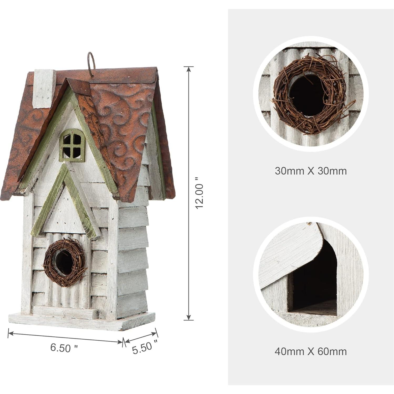 Casa de Pájaros de Madera Glitzhome GH90086 Blanca 30.48 cm