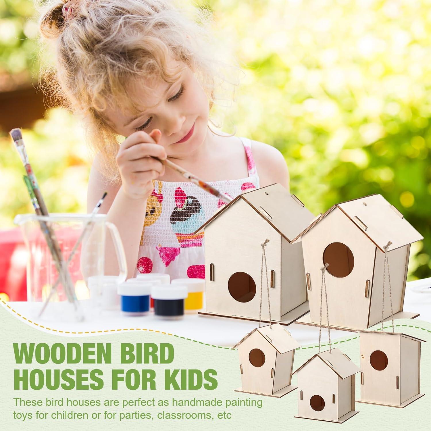 Kit de Manualidades para Niños DoubleFill - 48 Casas para Aves de Madera