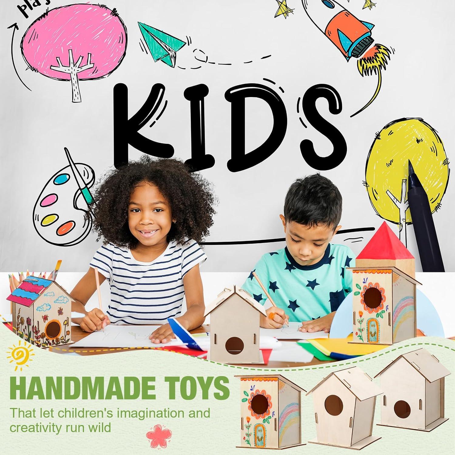 Kit de Manualidades para Niños DoubleFill - 48 Casas para Aves de Madera