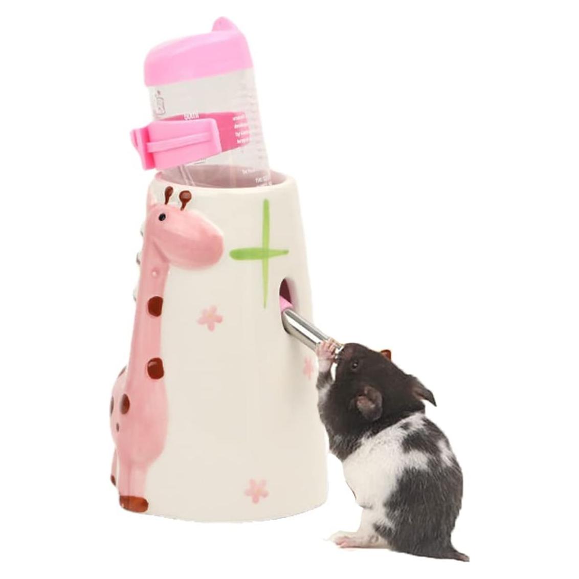 Botella de Agua para Hámster CHUQIANTONG Cerámica 80ml Rosa