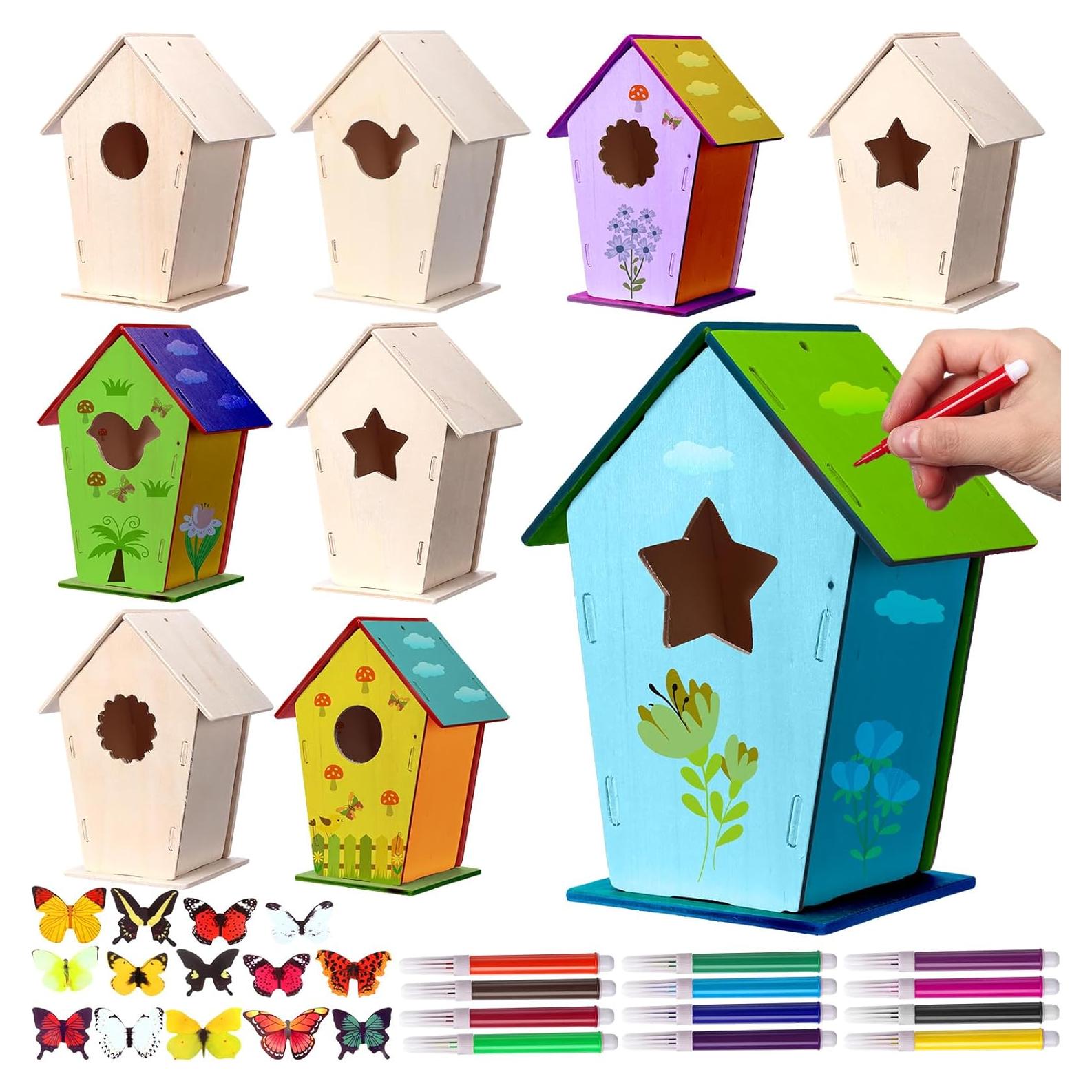 Kit de Casa de Pájaros de Madera DIY Outus 12 Piezas Vintage