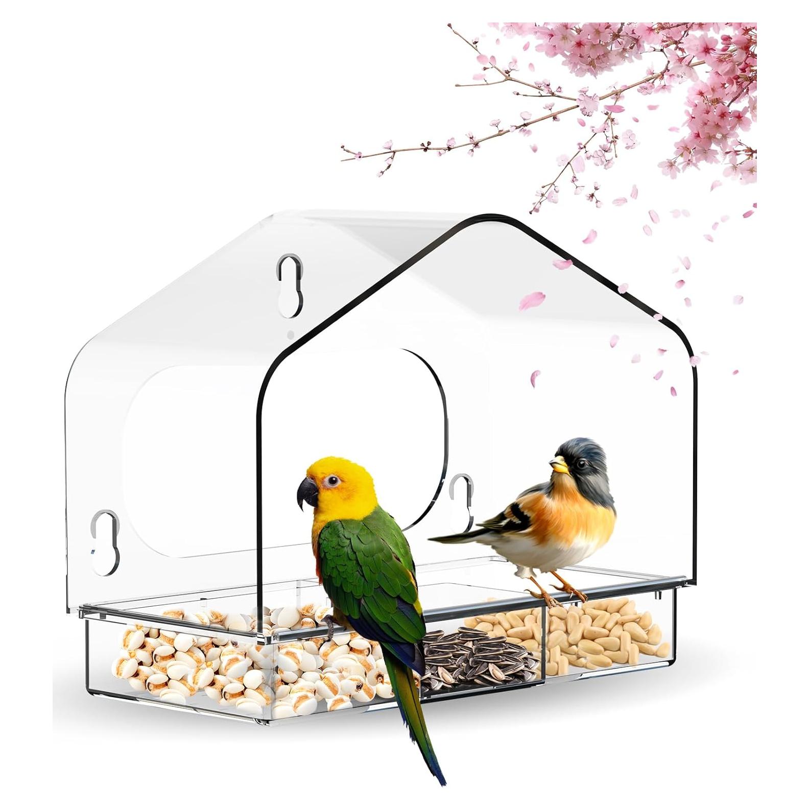 Comedero para Aves de Ventana Magiduck con Ventosas Fuertes