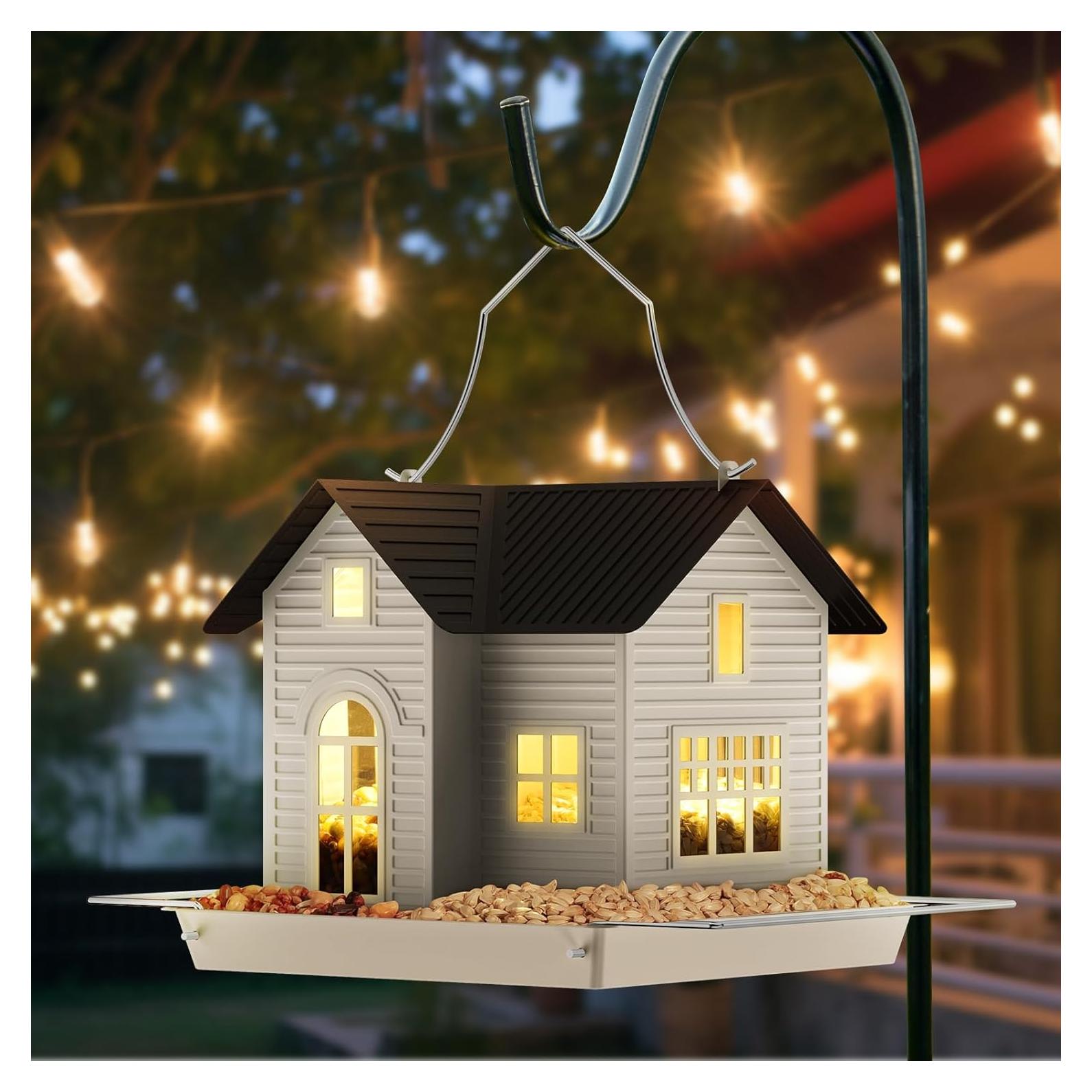 Alimentador Solar para Aves Mrcrafts Casa de Metal Colgante