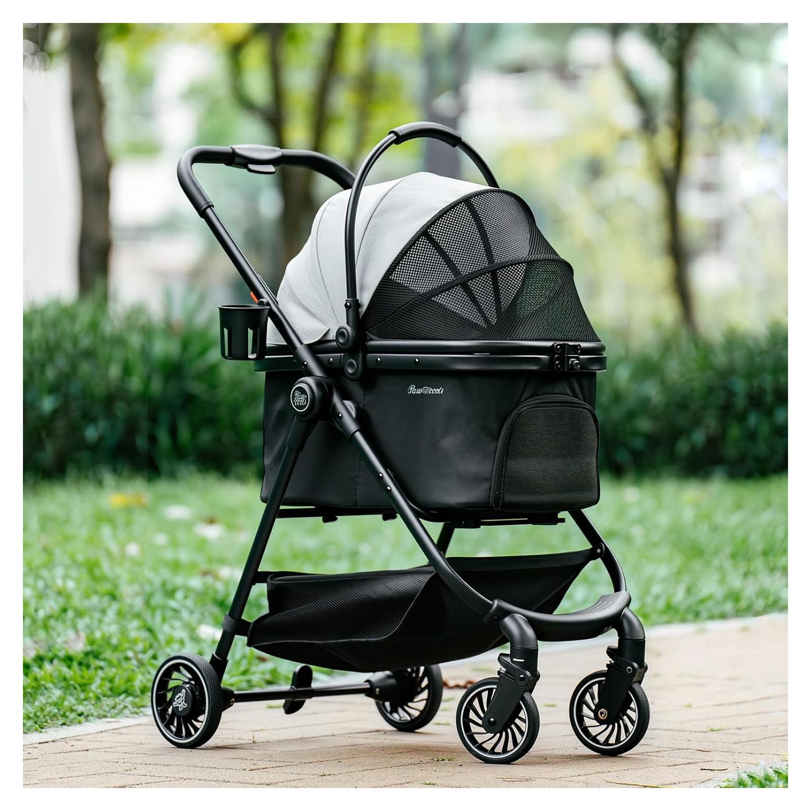 Carrito para Mascotas Pawccoli Plegable 15 kg Negro