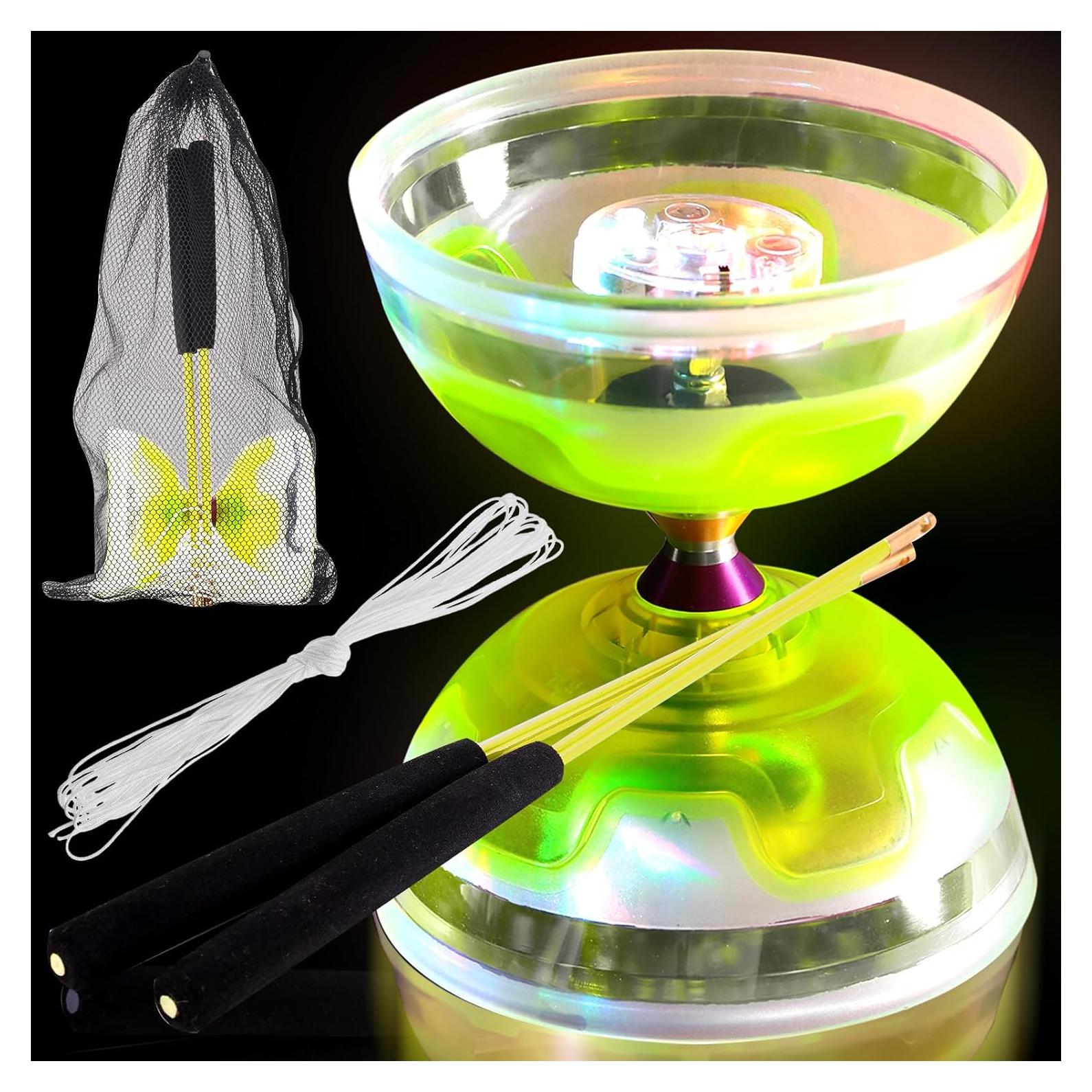 Juego de Diabolo Chino LED Chitidr 12.8 cm Amarillo
