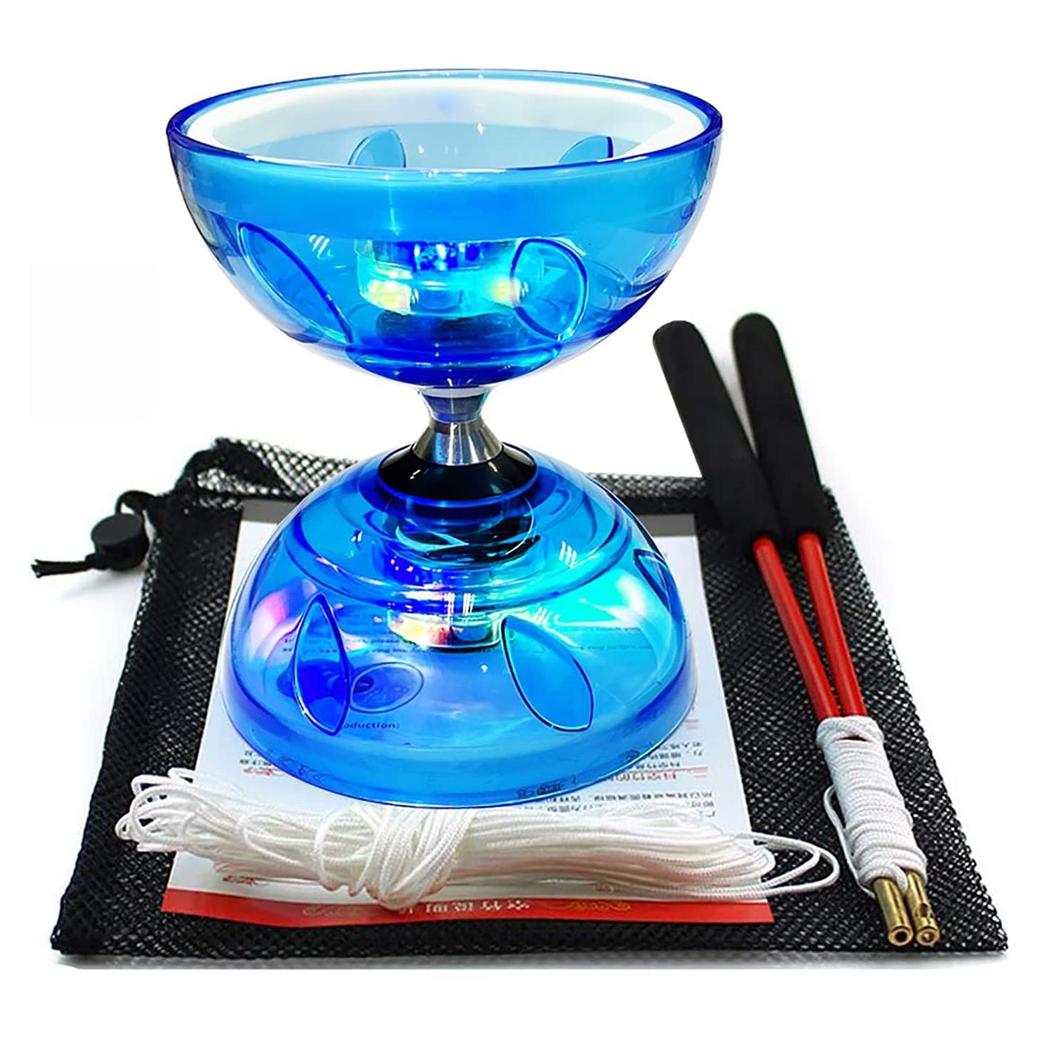 Conjunto Diabolo Chino LED HenMerry 13 cm con Palos y Bolsa