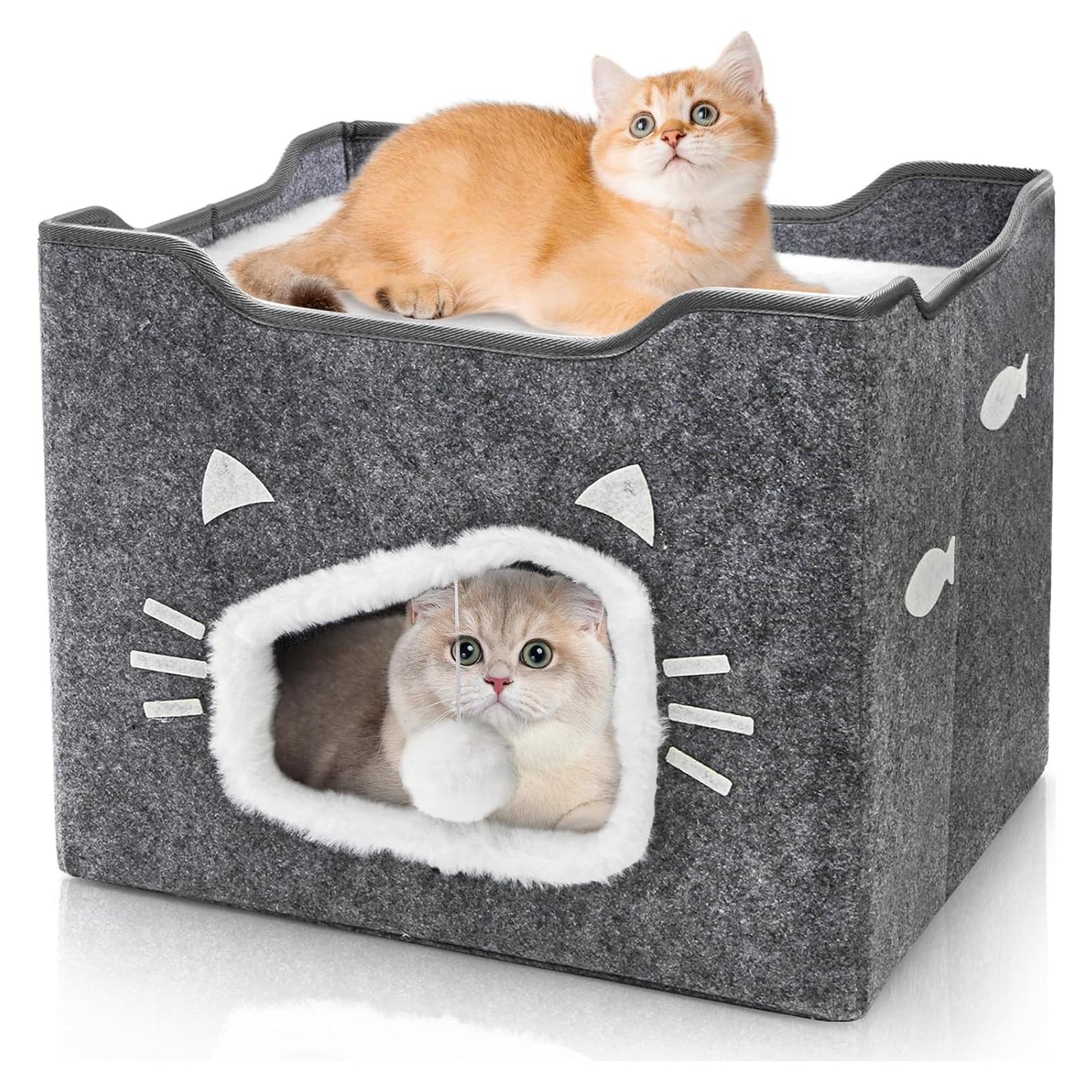 Casa para Gatos Acshio Cubo Interior con Almohadillas Reversibles