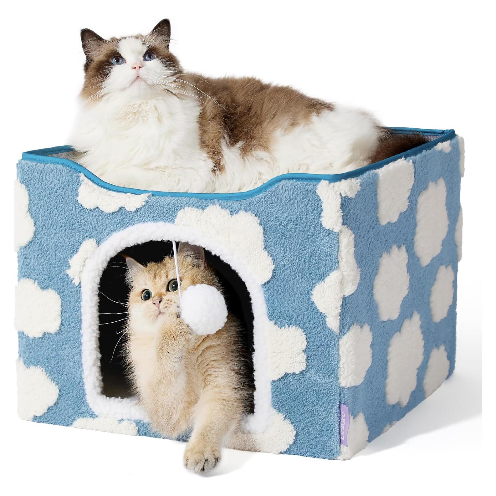Casa para Gatos Lesure - Cueva Plegable 42x42x33 cm Azul