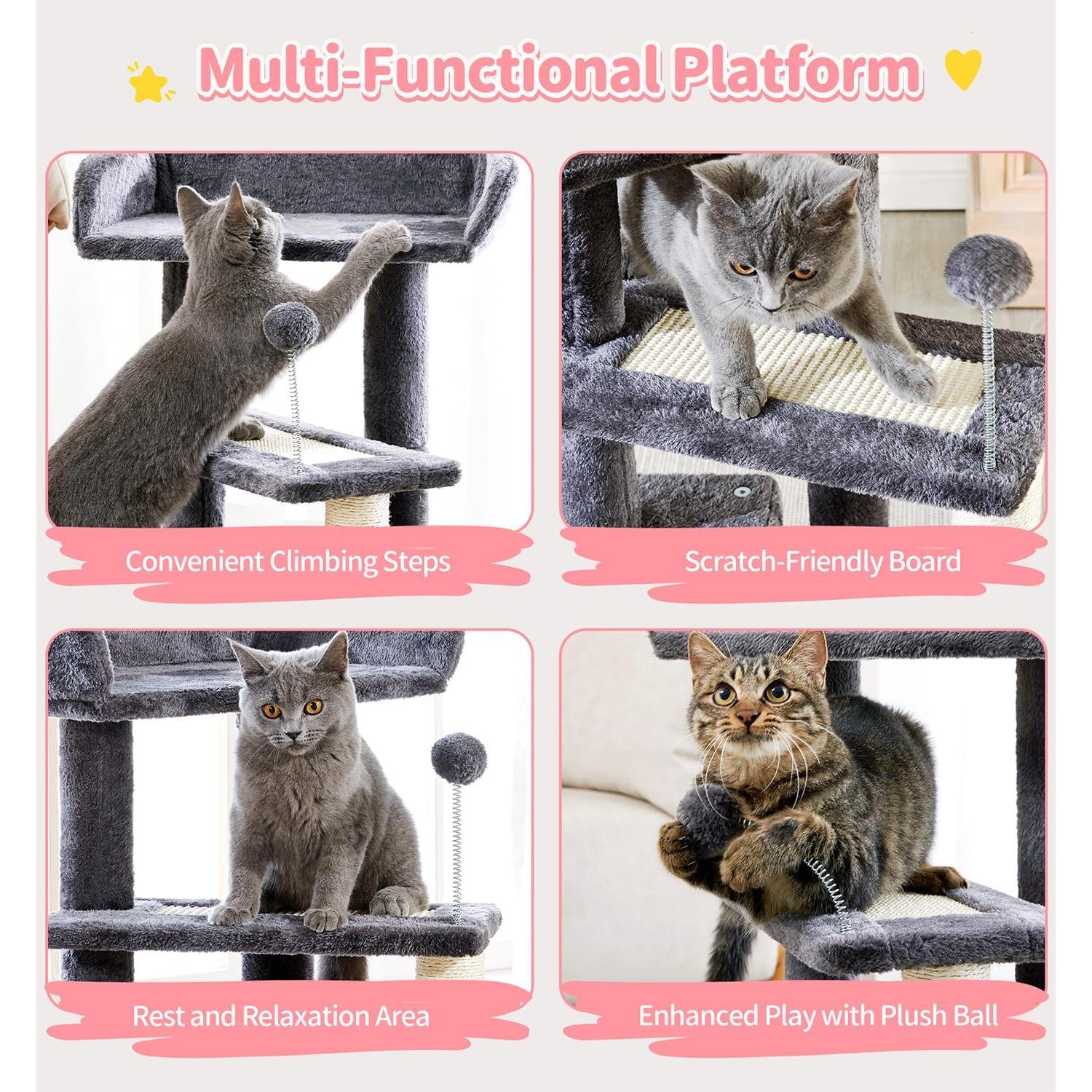 Árbol para Gatos Made4Pets 73.66 cm Gris Oscuro con Rascador