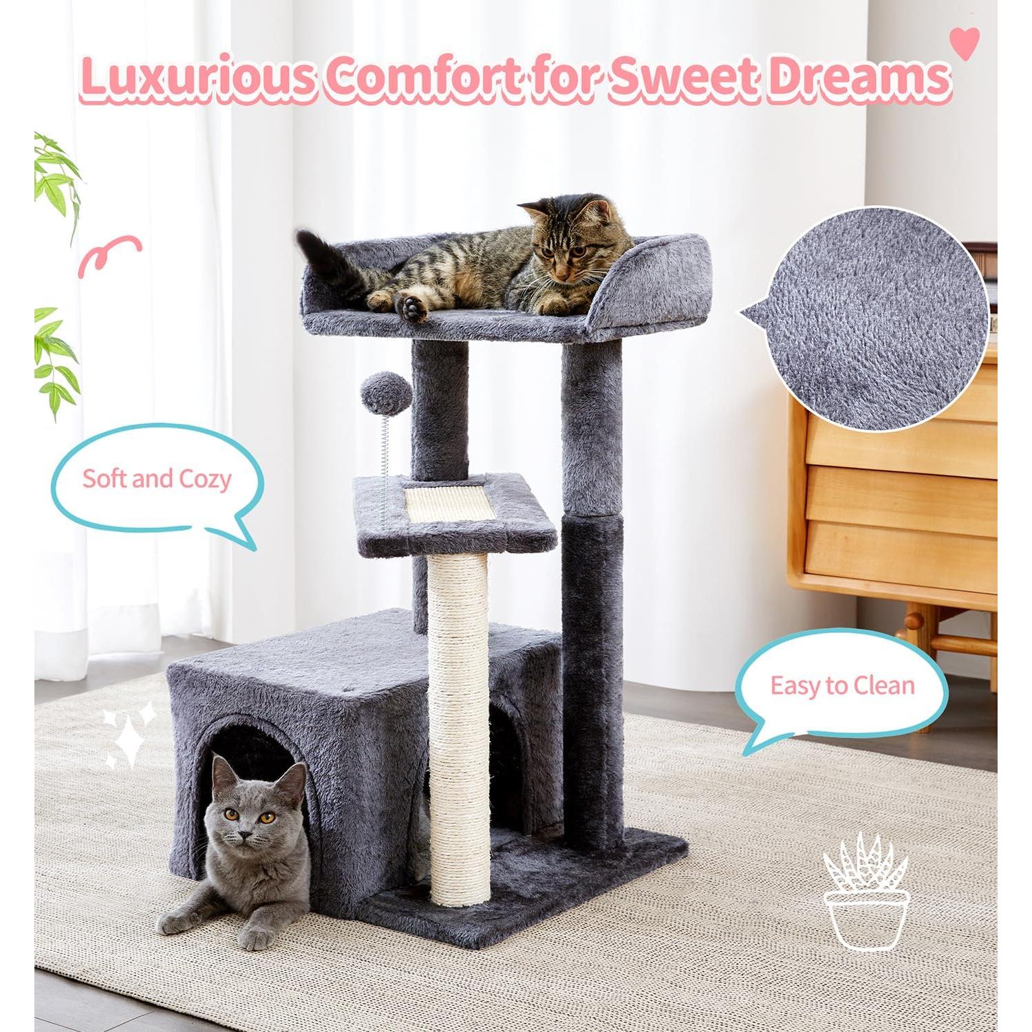 Árbol para Gatos Made4Pets 73.66 cm Gris Oscuro con Rascador