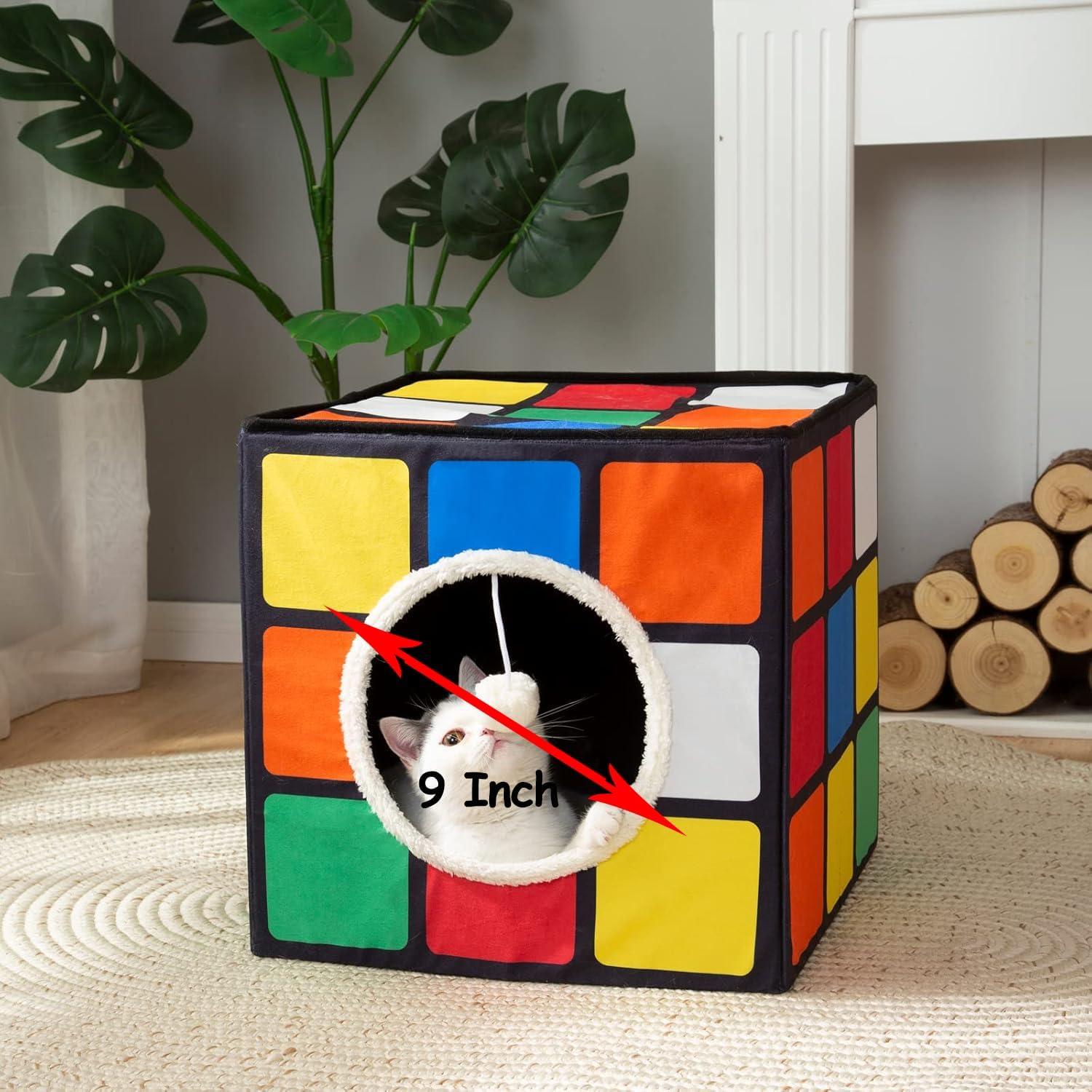 Casa de Gato LUCKITTY Grande con Cojines Reversibles y Juguete