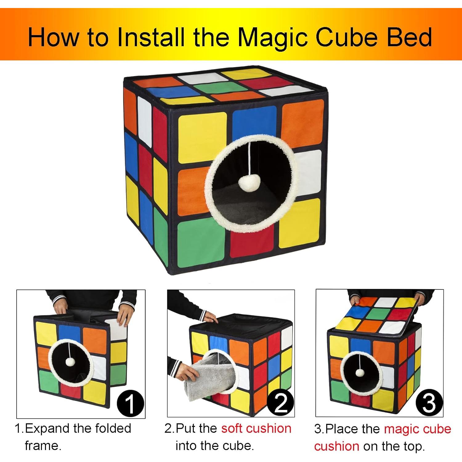 Casa de Gato LUCKITTY Grande con Cojines Reversibles y Juguete