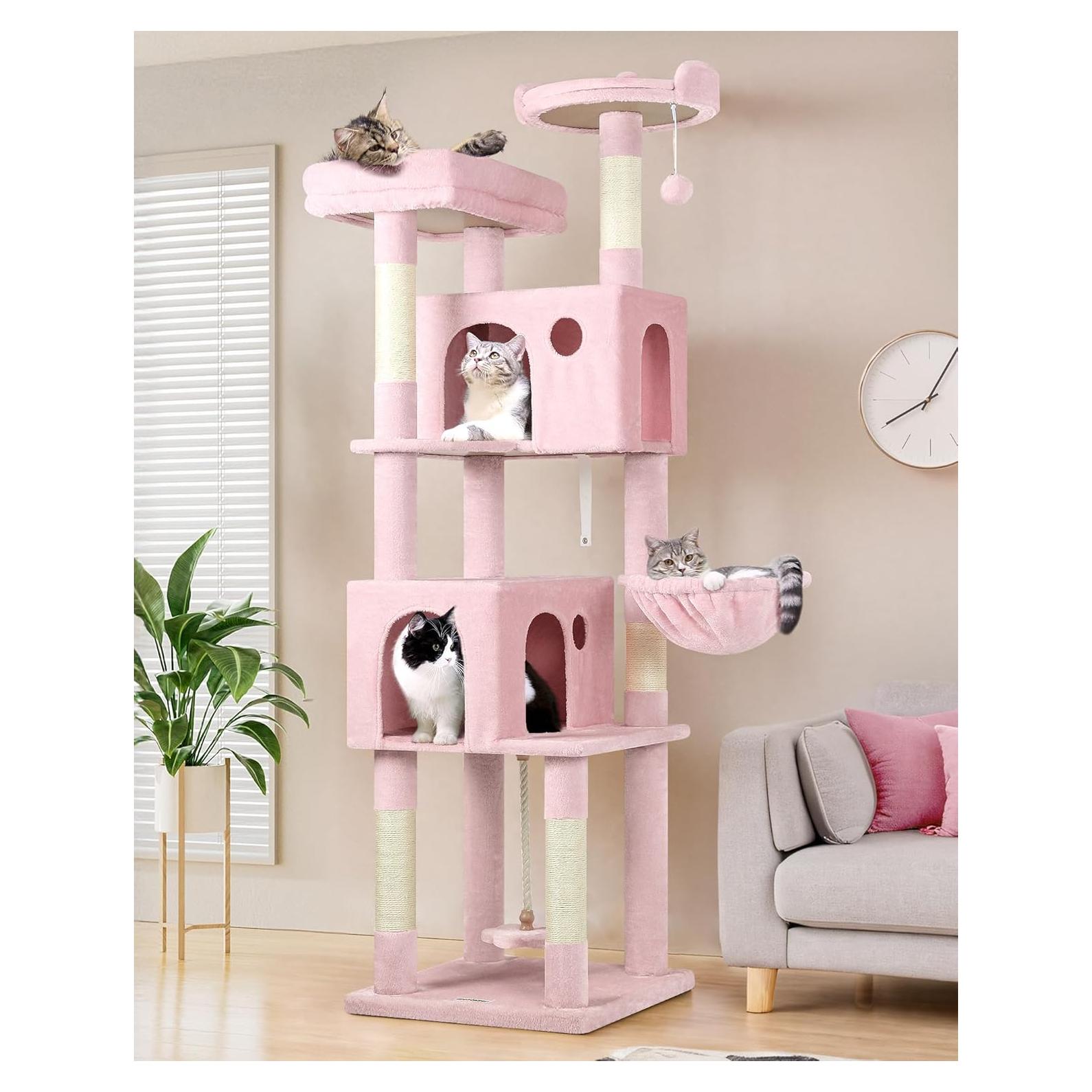 Árbol para Gatos Globlazer Rosa 178 cm Multi-Nivel con Cuevas