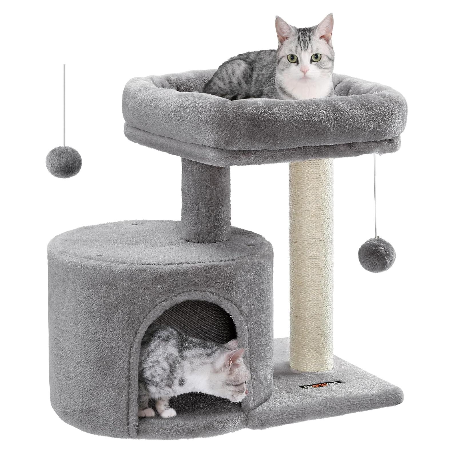Torre para Gatos Feandrea UPCT50W con Poste de Rascado y Perchero